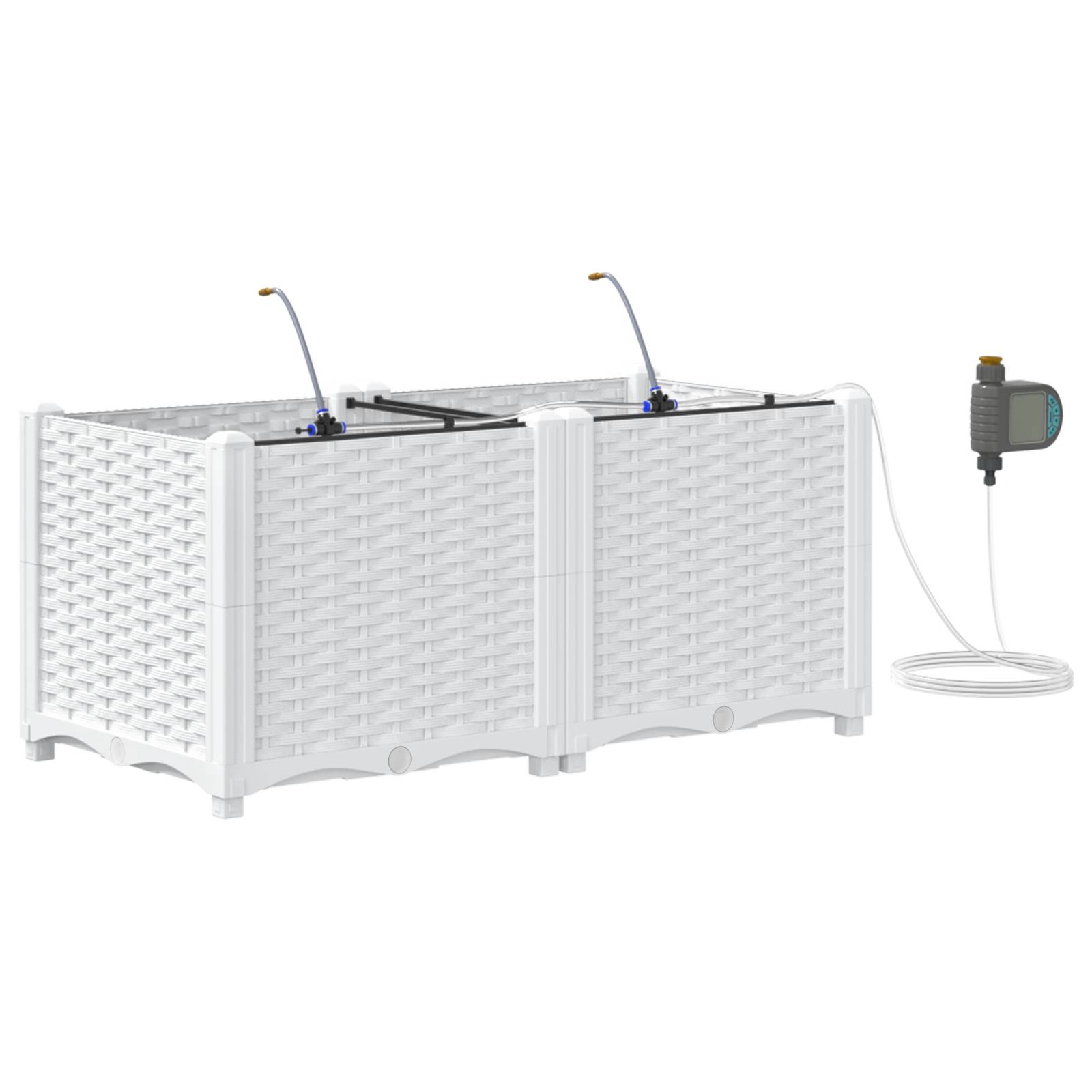 vidaXL Pflanzkästen mit Bewässerungssystem 2 Stk. Weiß