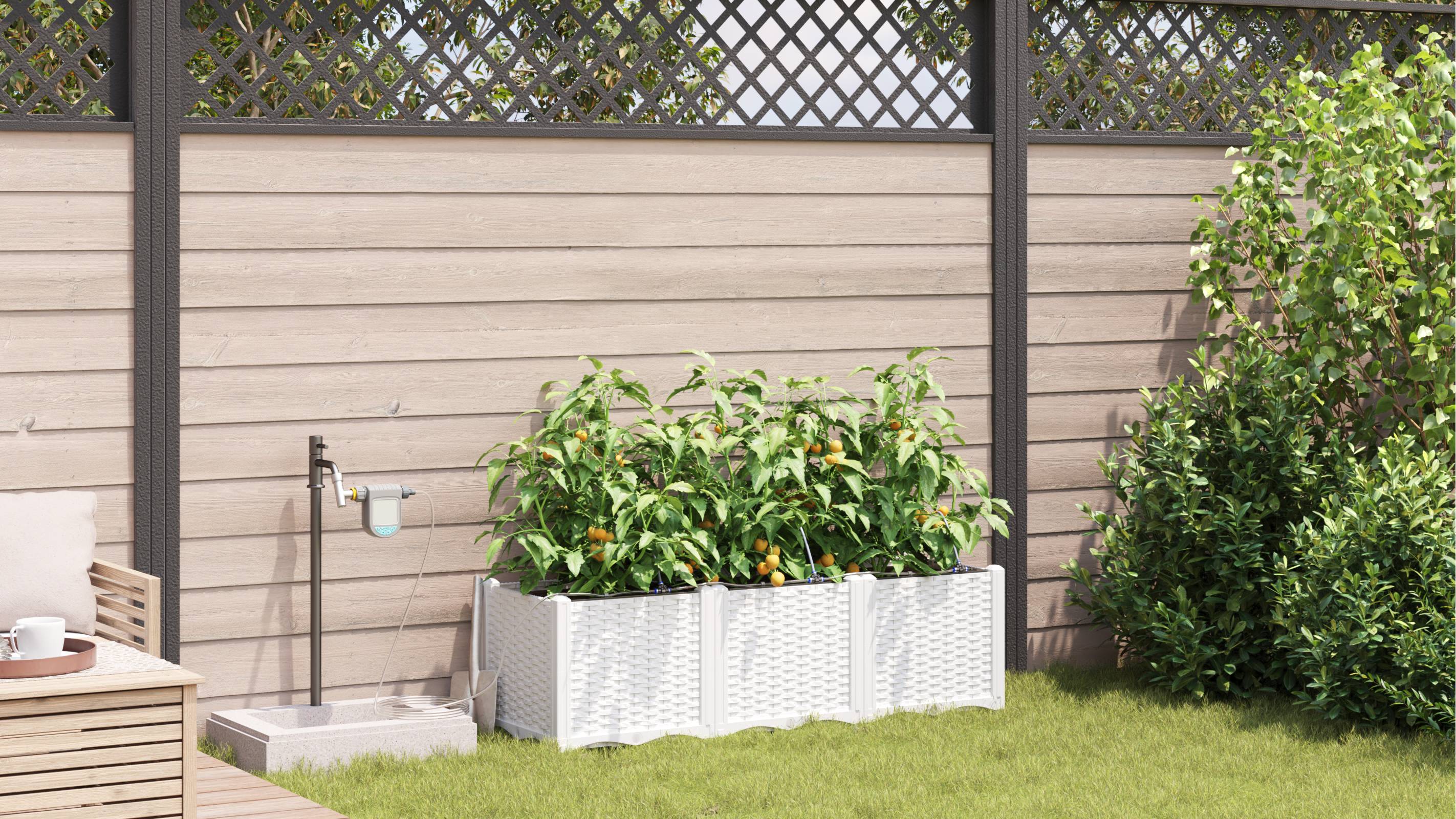 vidaXL Pflanzkästen mit Bewässerungssystem 3 Stk. Weiß