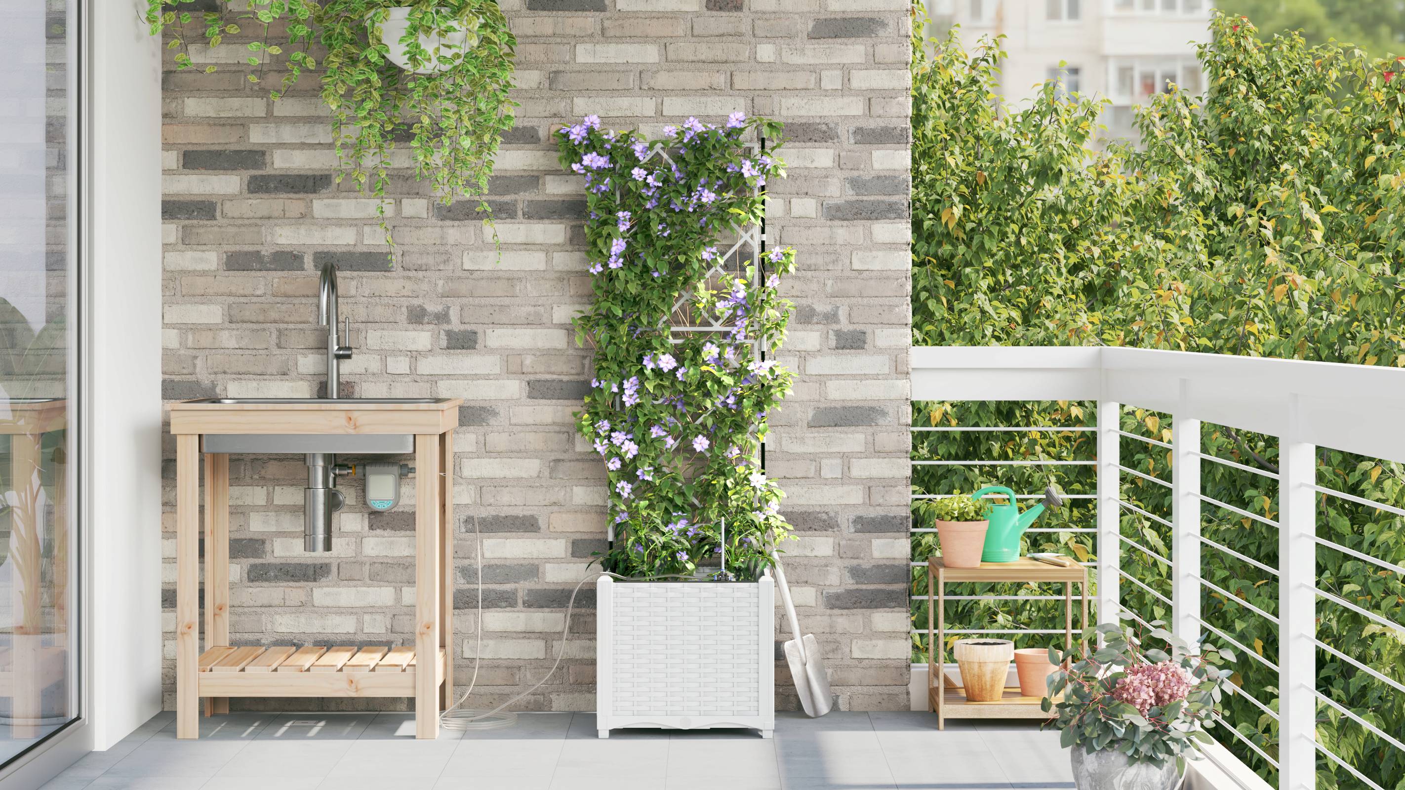 vidaXL Pflanzkästen mit Bewässerungssystem Weiß