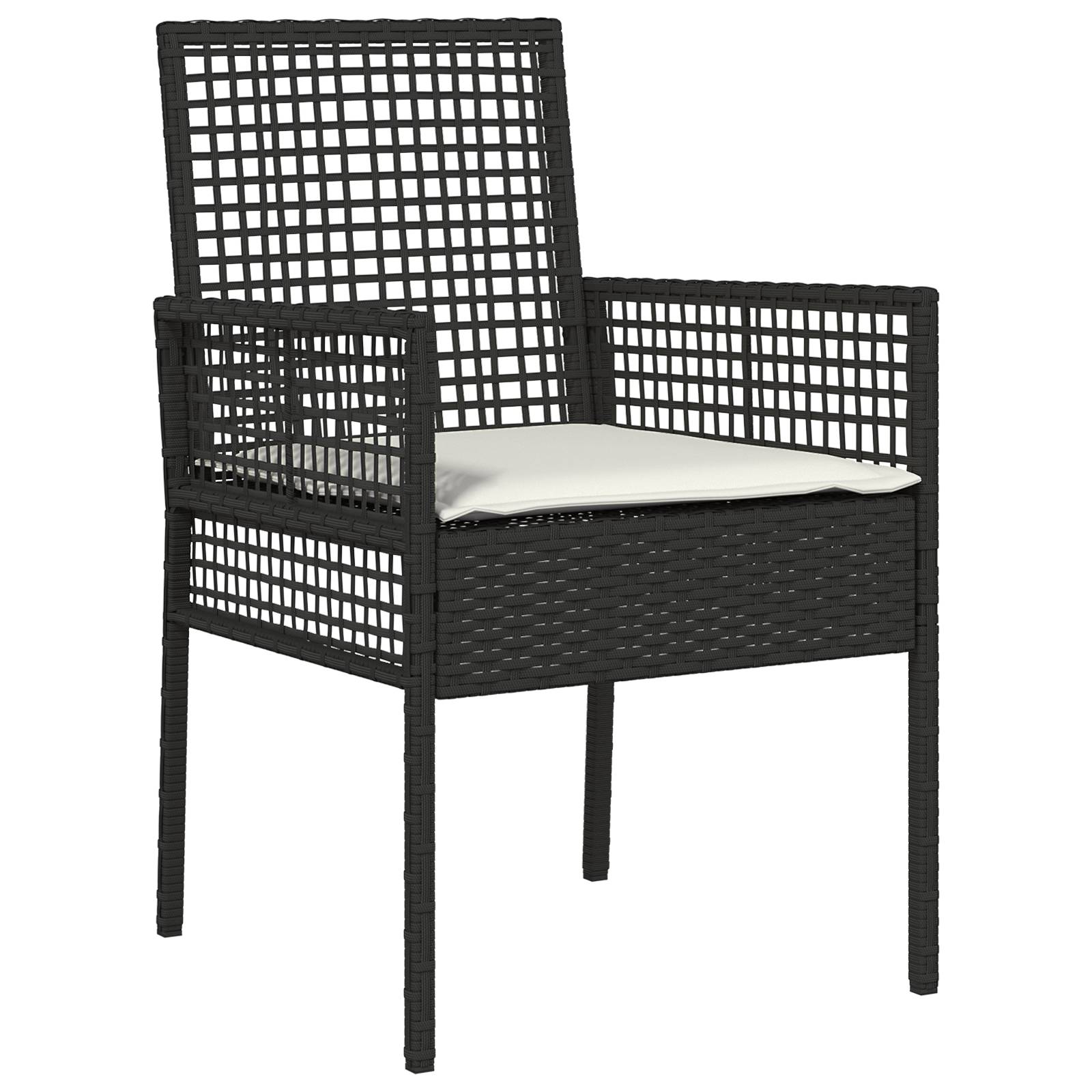 vidaXL Gartenstühle 2 Stk. mit Kissen Schwarz Poly Rattan
