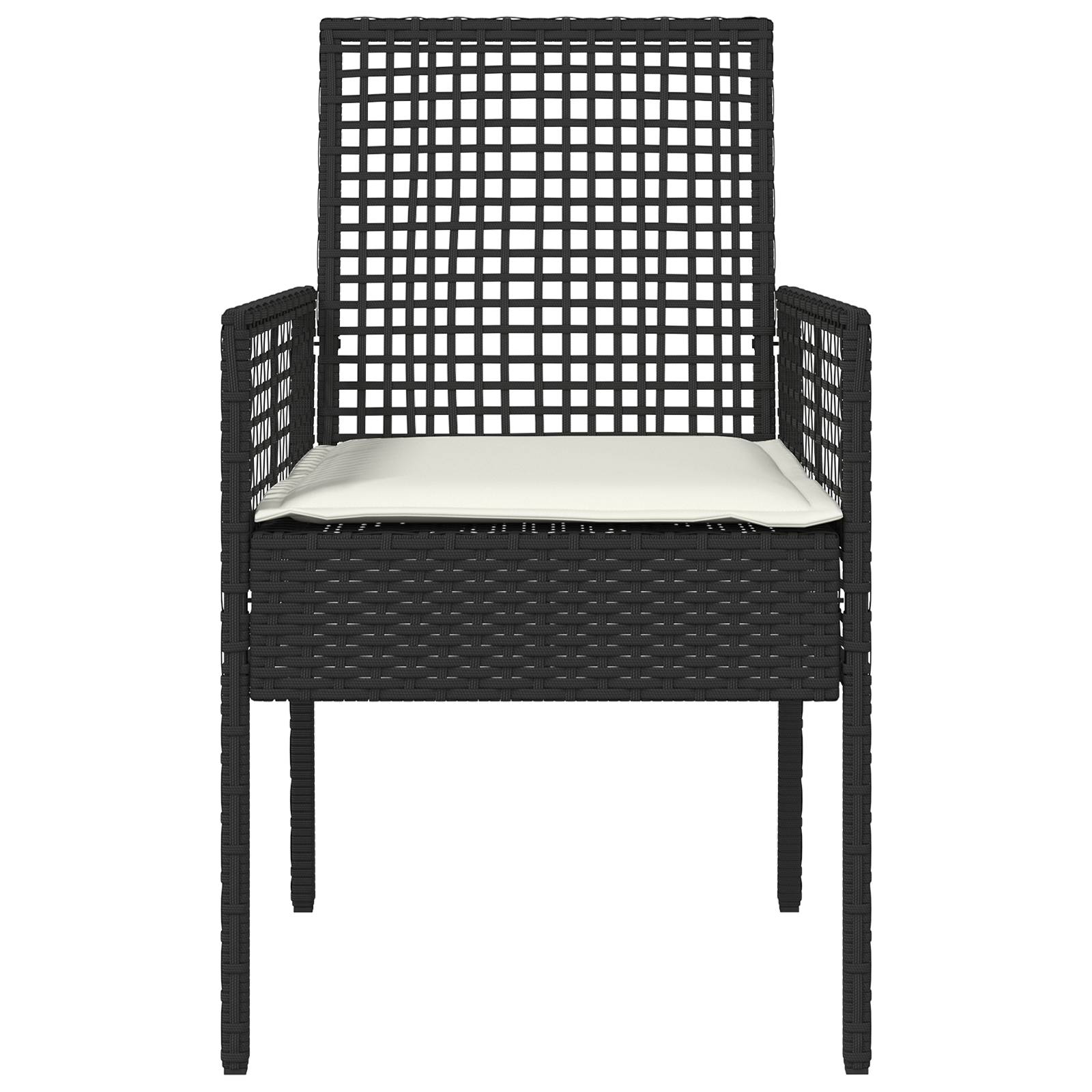 vidaXL Gartenstühle 2 Stk. mit Kissen Schwarz Poly Rattan