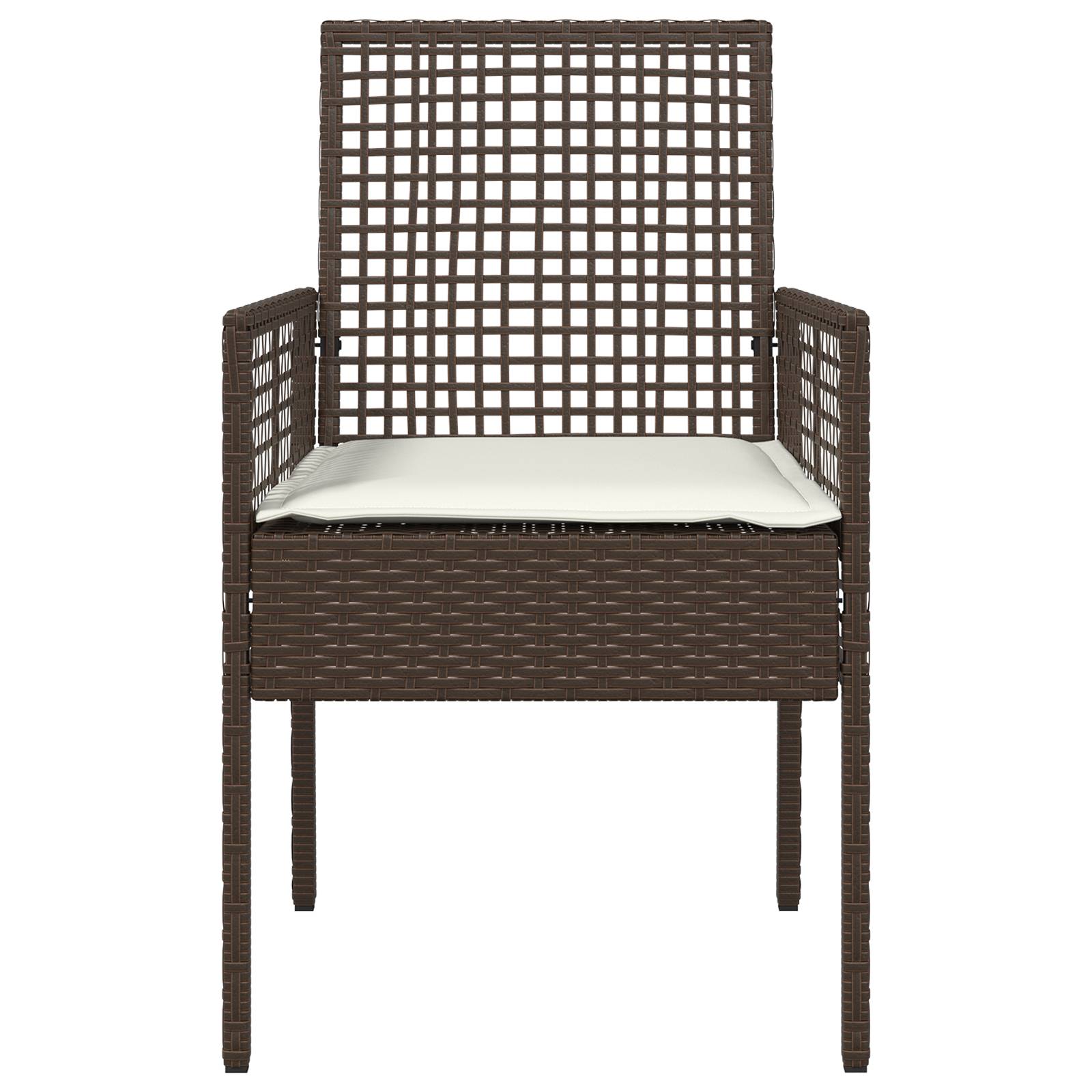 vidaXL Gartenstühle 2 Stk. mit Kissen Braun Poly Rattan