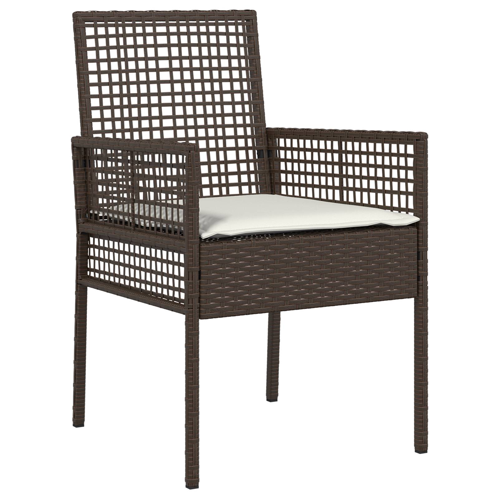 vidaXL Gartenstühle 2 Stk. mit Kissen Braun Poly Rattan