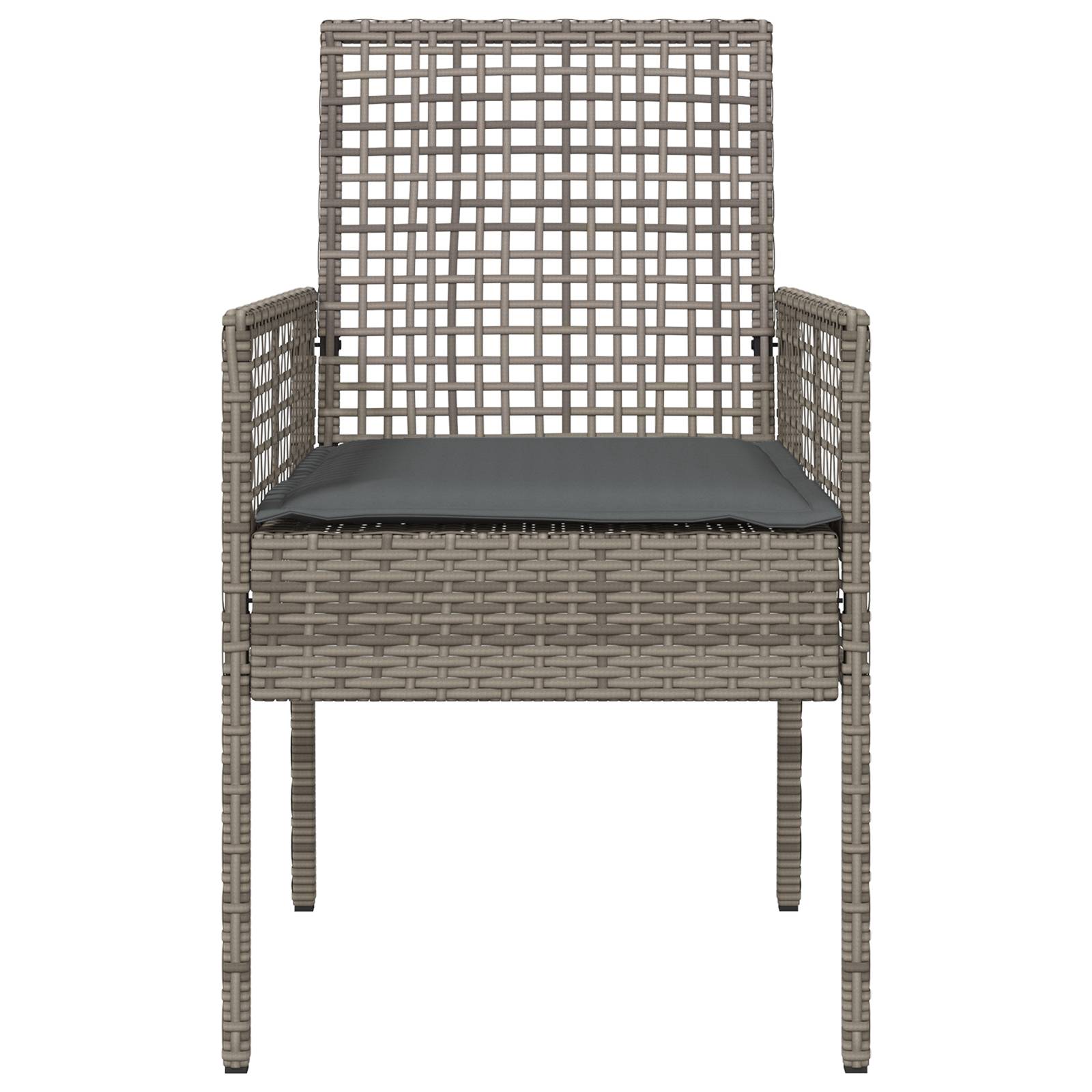 vidaXL Gartenstühle 2 Stk. mit Kissen Grau Poly Rattan