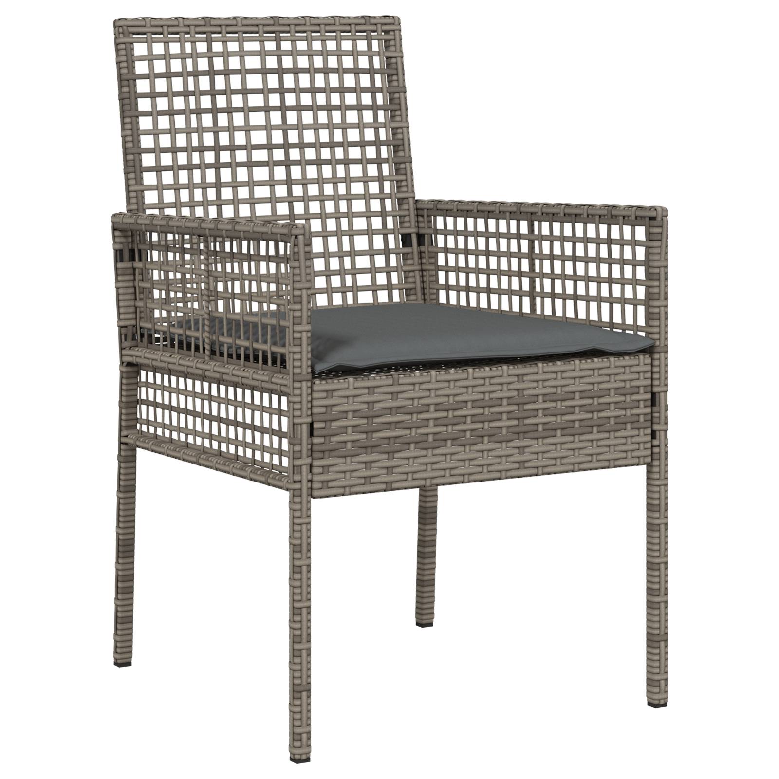vidaXL Gartenstühle 2 Stk. mit Kissen Grau Poly Rattan