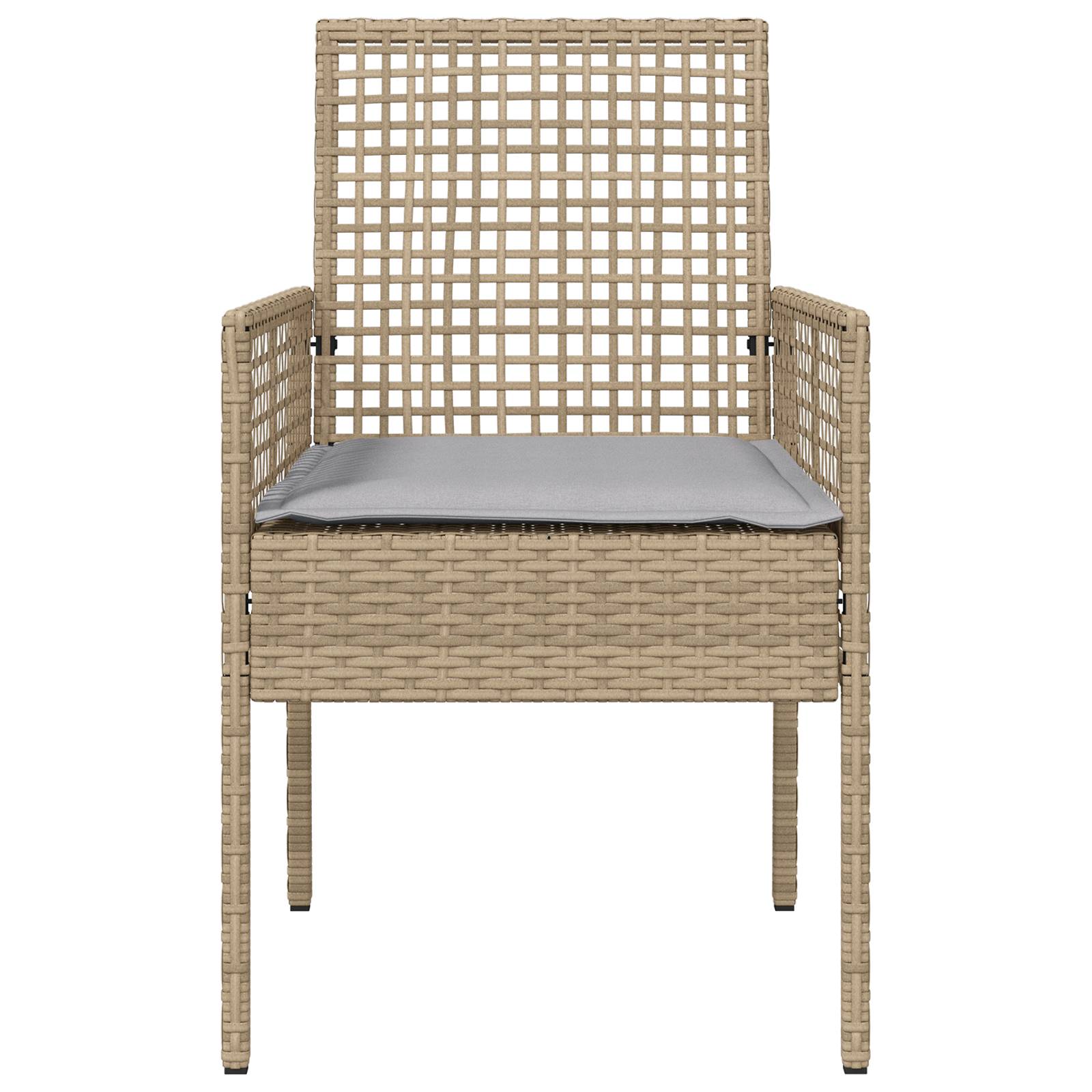 vidaXL Gartenstühle 2 Stk. mit Kissen Beige Poly Rattan
