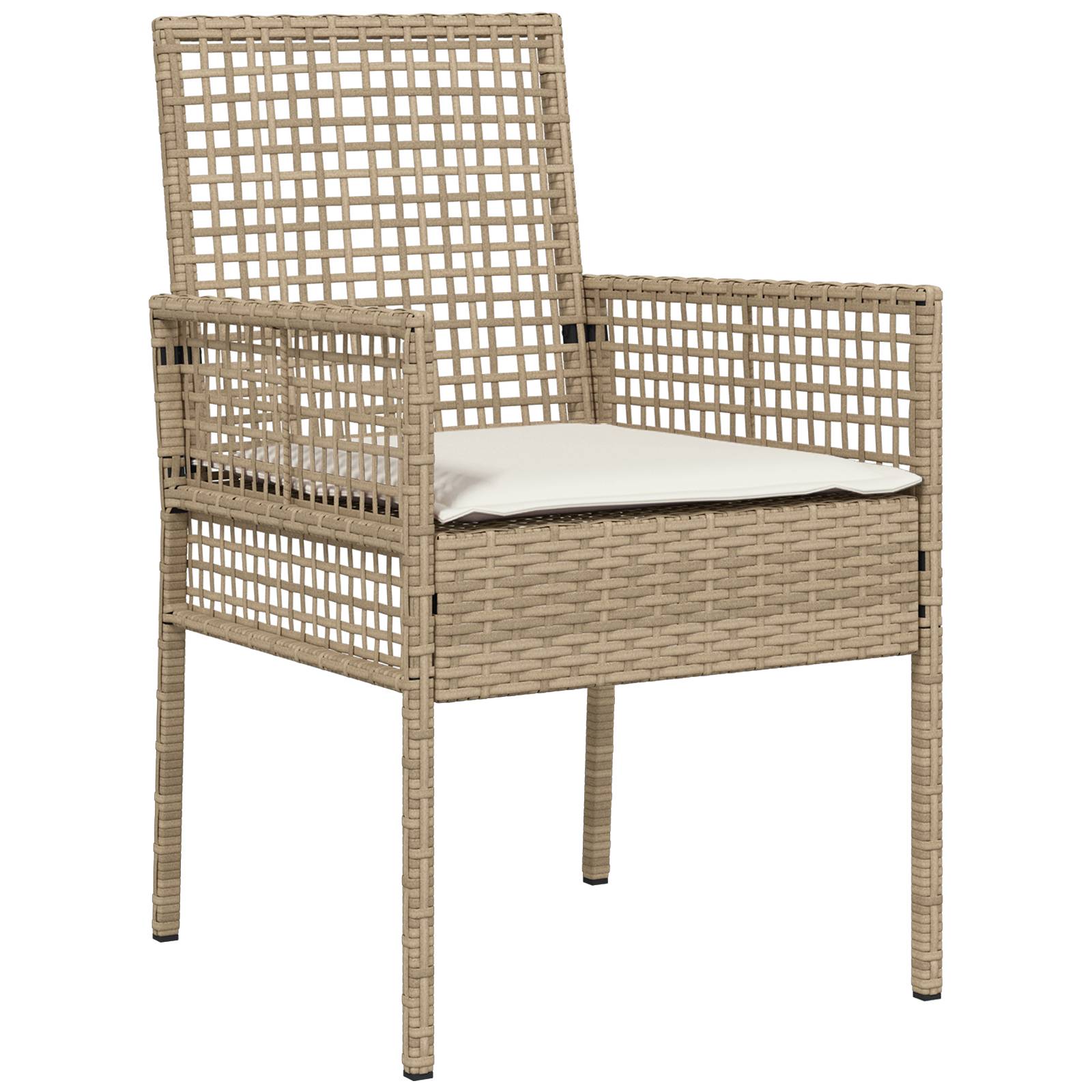 vidaXL Gartenstühle 2 Stk. mit Kissen Beige Poly Rattan