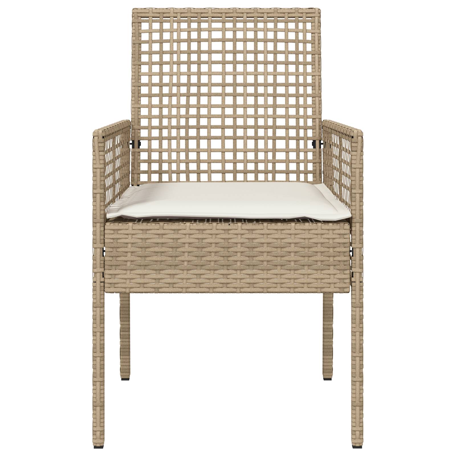 vidaXL Gartenstühle 2 Stk. mit Kissen Beige Poly Rattan