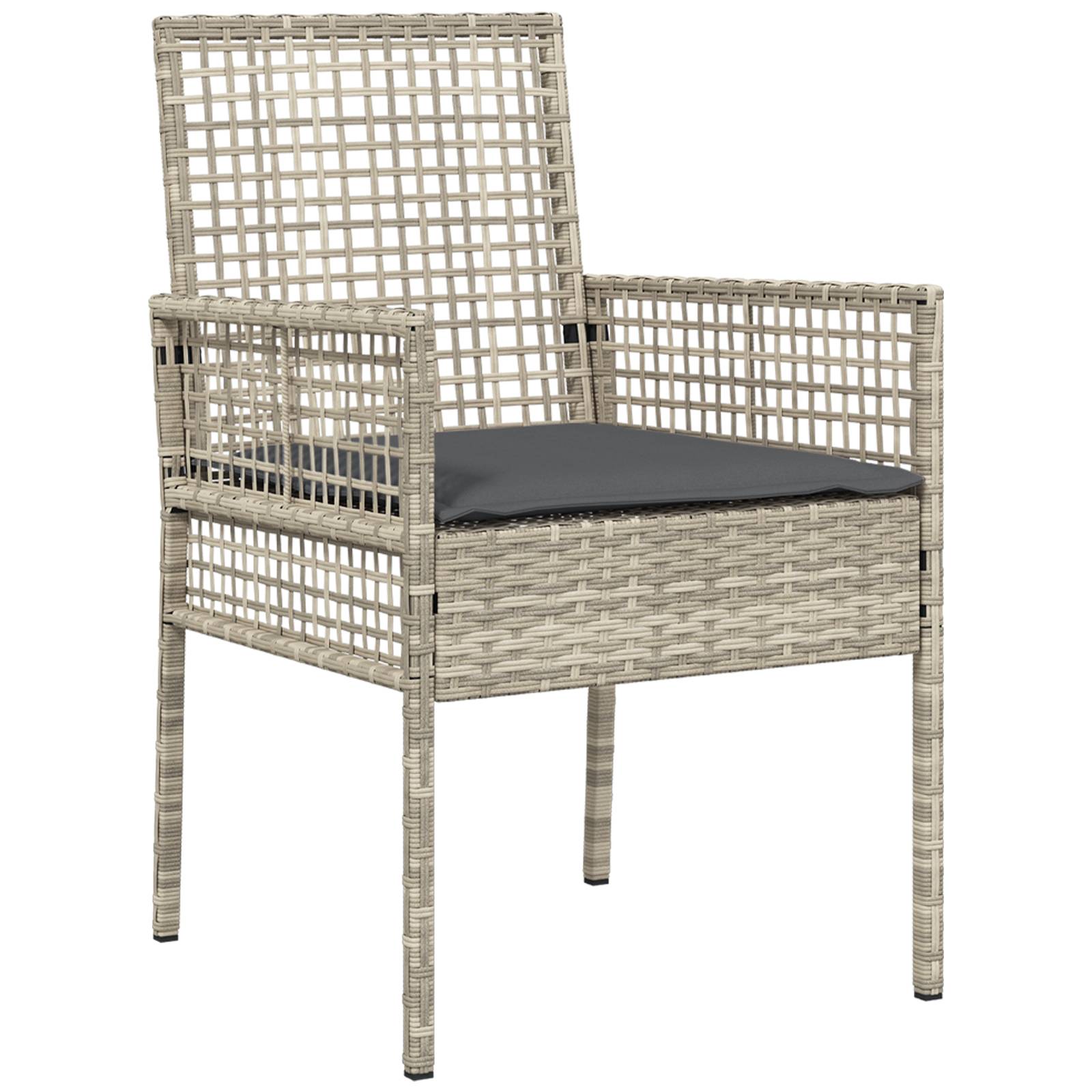 vidaXL Gartenstühle 2 Stk. mit Kissen Hellgrau Poly Rattan