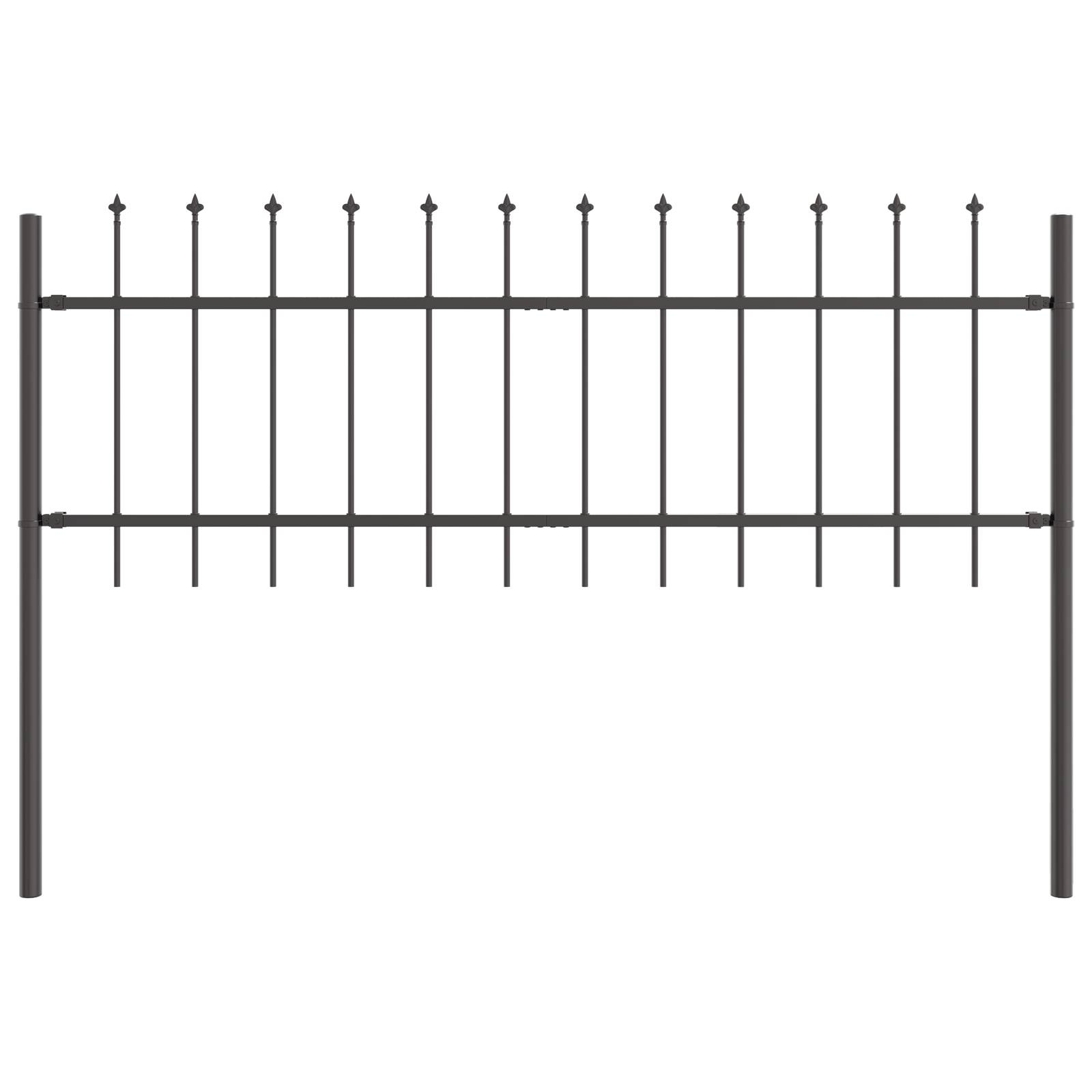 vidaXL Gartenzaun mit Speerspitzen Grau 10,2x0,6 m Stahl
