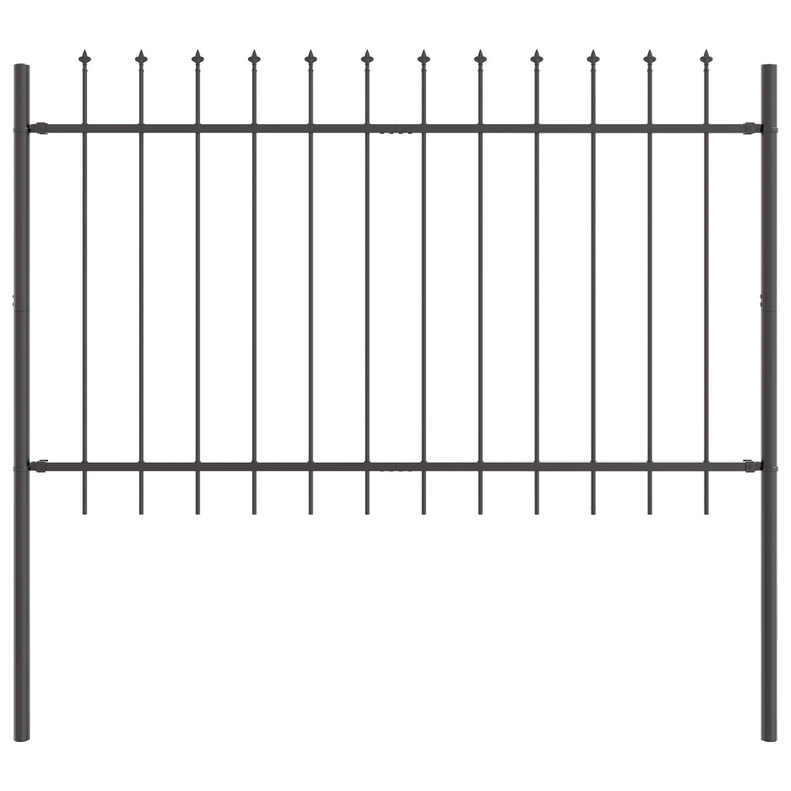 vidaXL Gartenzaun mit Speerspitzen Grau, 5,1 x 1 m Stahl