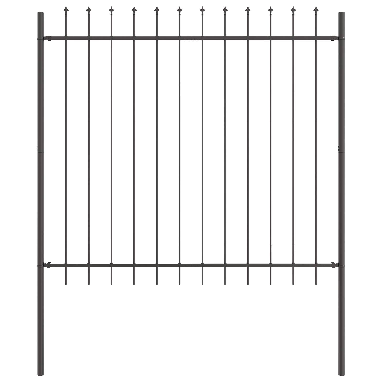 vidaXL Gartenzaun mit Speerkopf Grau 5,1x1,5 m Stahl