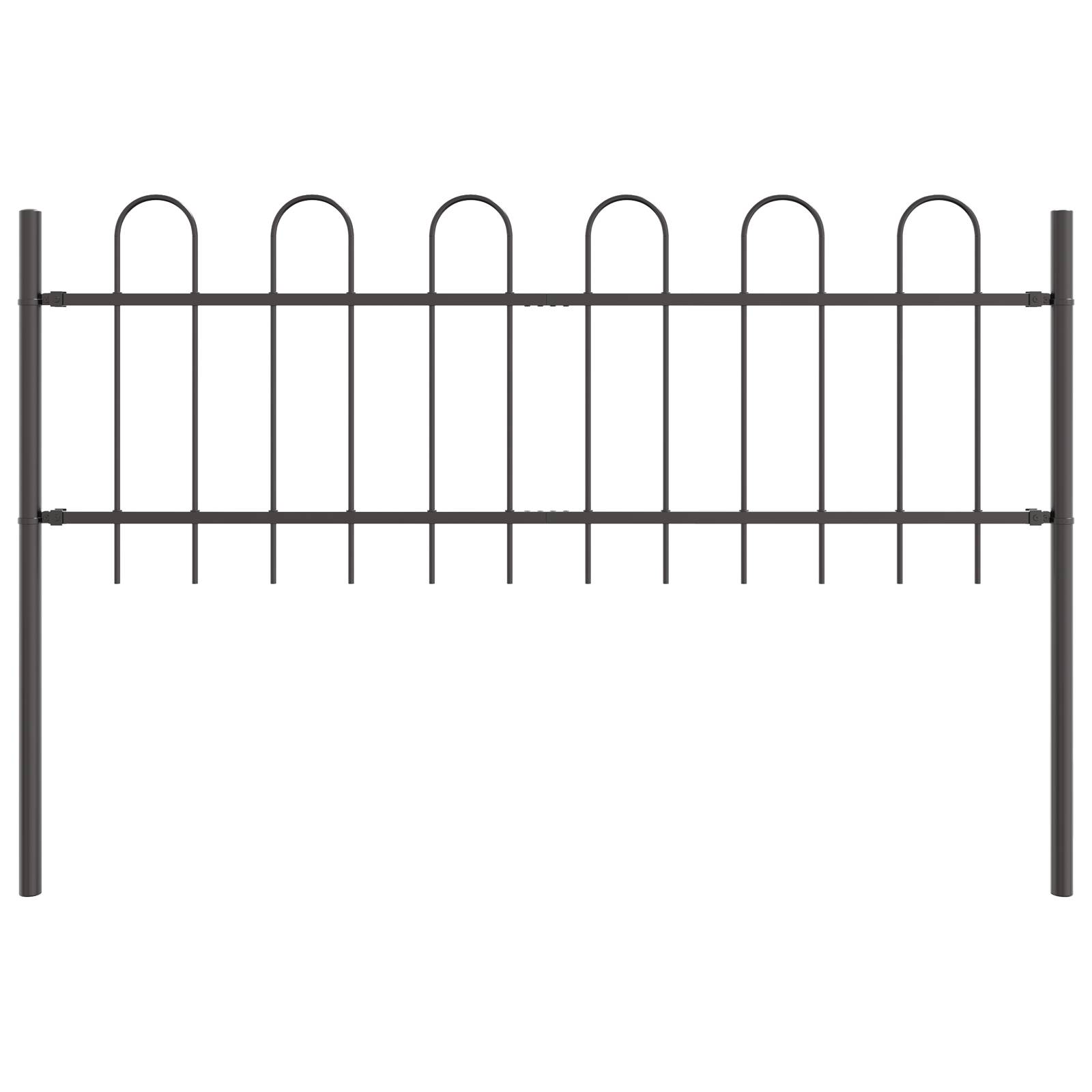 vidaXL Gartenzaun mit Bogenoberteil Grau 6,8x0,6 m Stahl