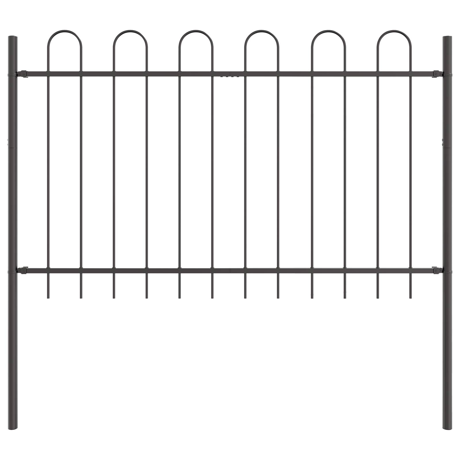 vidaXL Gartenzaun mit Bogenoberteil Grau 1,7x0,8 m Stahl