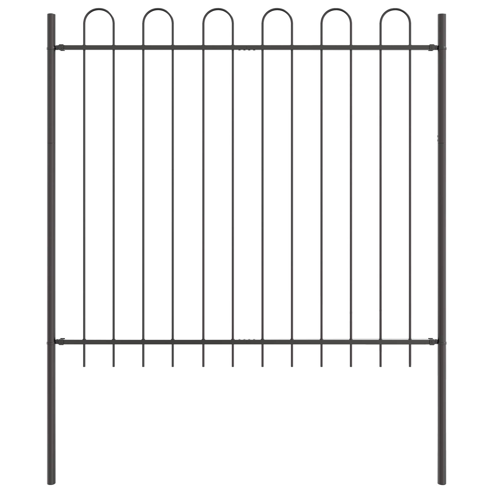 vidaXL Gartenzaun mit Bogenoberteil Grau 3,4x1,5 m Stahl