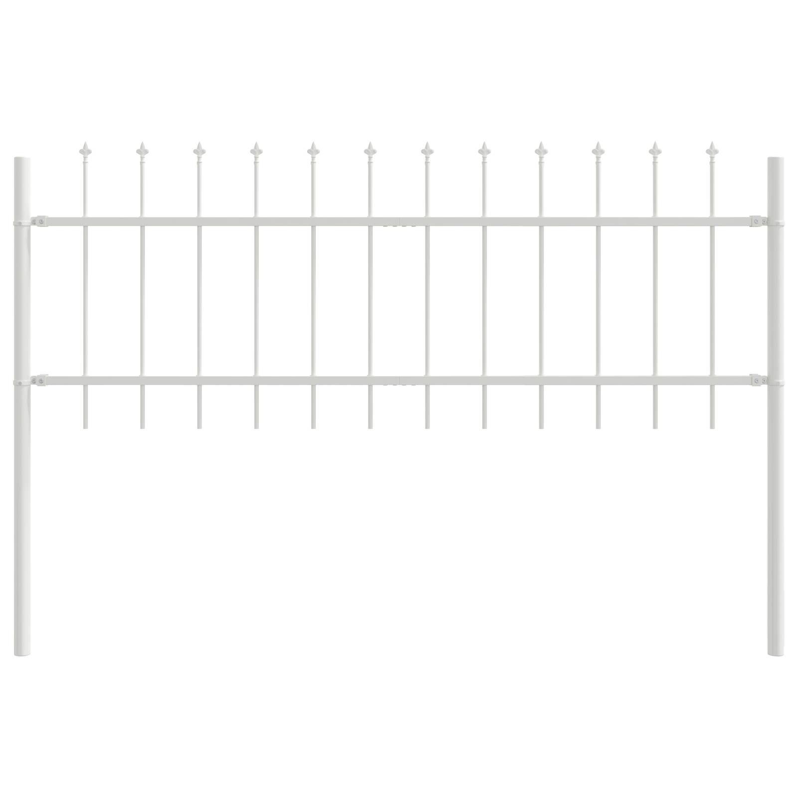 vidaXL Gartenzaun mit Speerspitzen Weiß 13,6x0,6 m Stahl