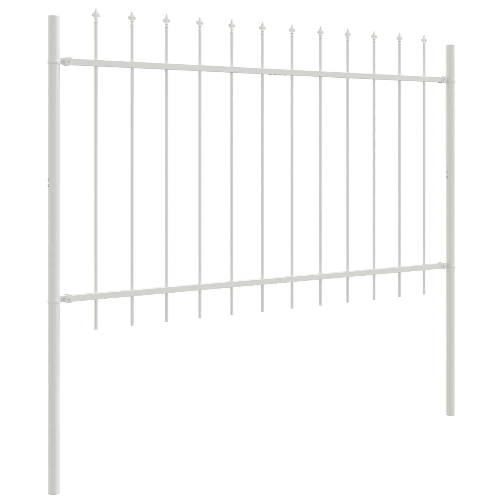 vidaXL Gartenzaun mit Speer-Top Weiß 8,5x1,2 m Stahl