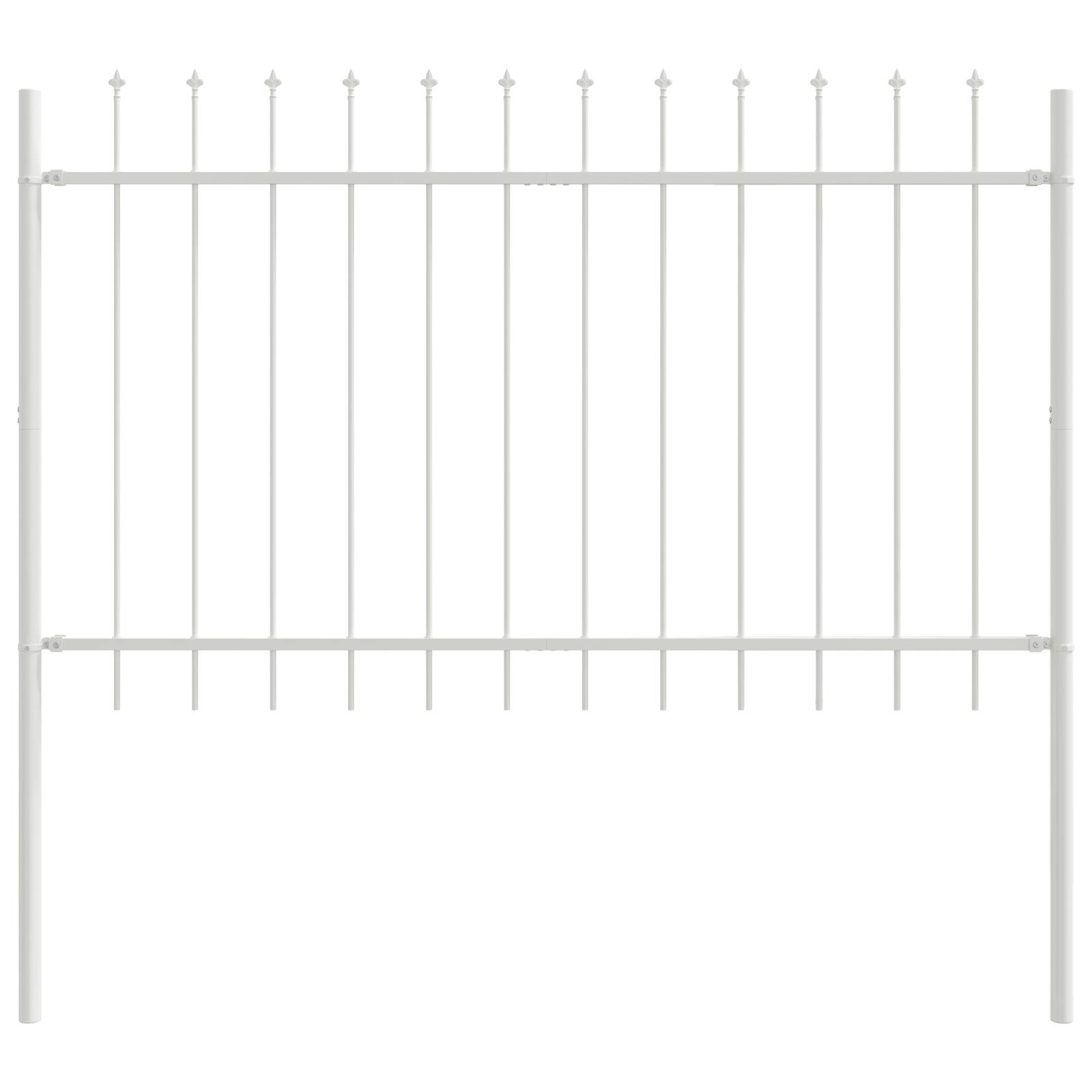 vidaXL Gartenzaun mit Speerspitzen Weiß 6,8x1,2 m Stahl