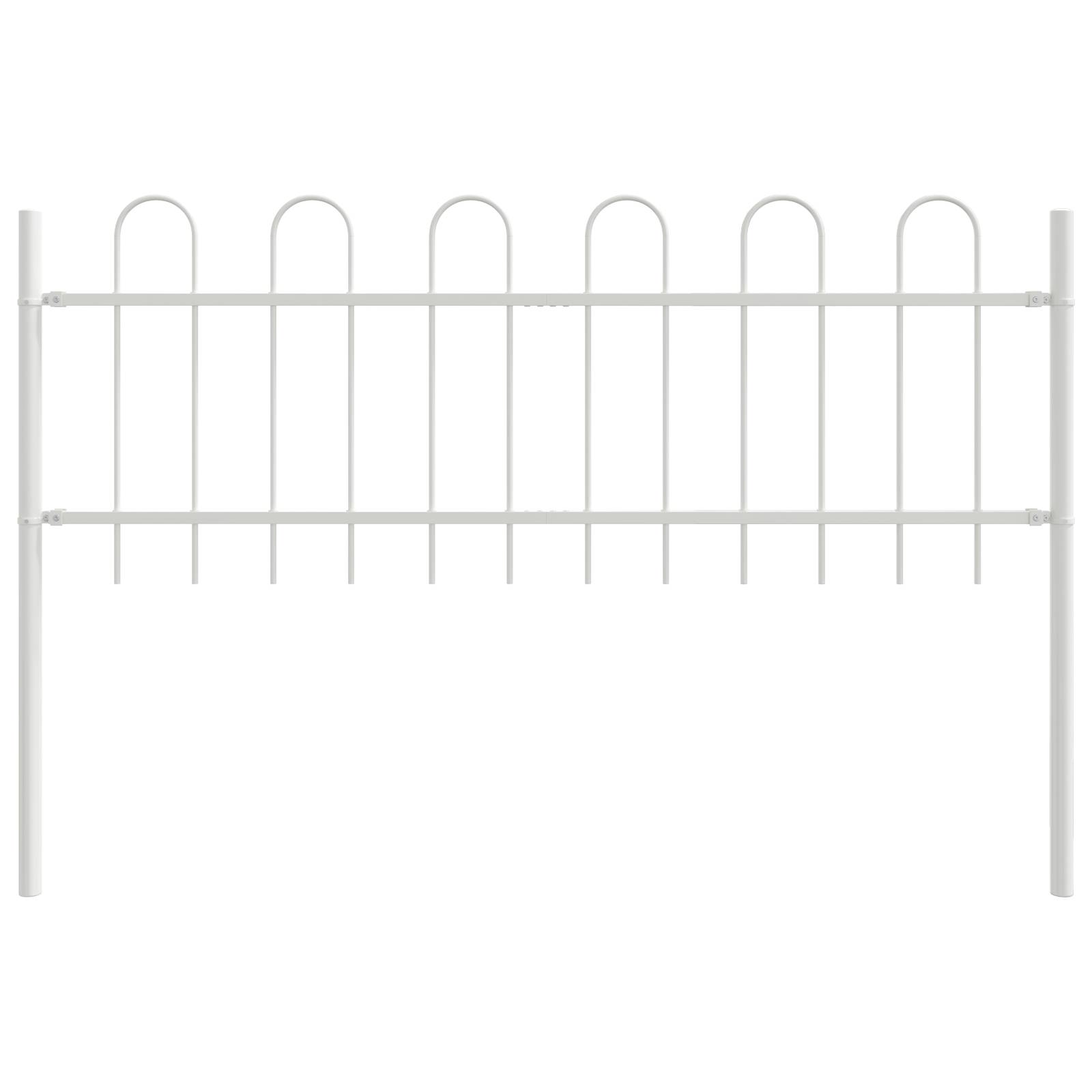 vidaXL Gartenzaun mit Bogenoberteil Weiß 11,9x0,6 m Stahl