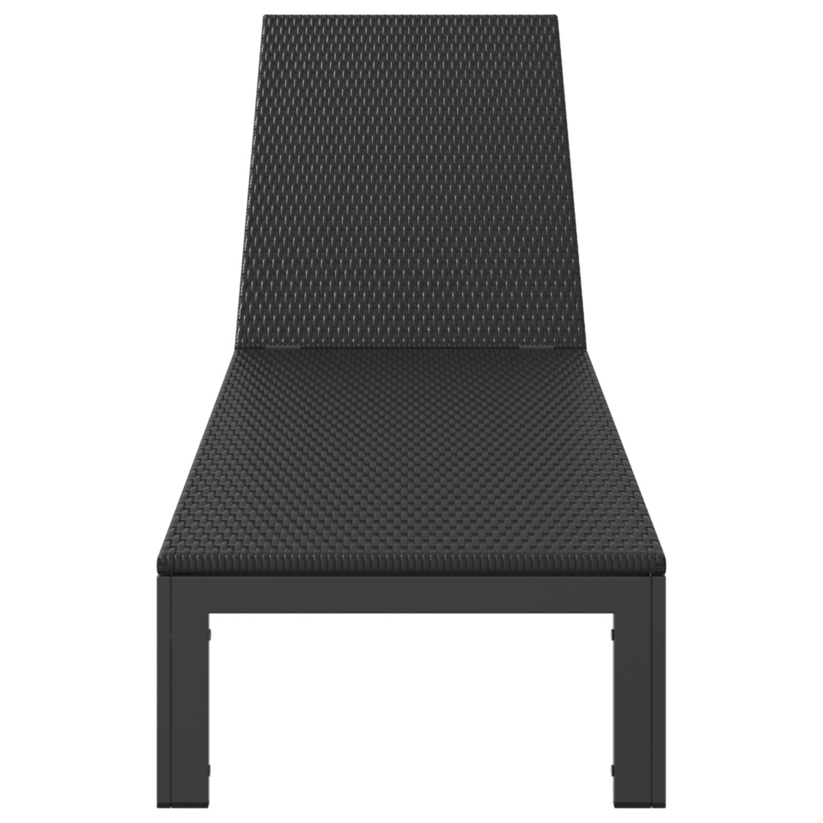 vidaXL Sonnenliege mit Rädern Schwarz Poly Rattan