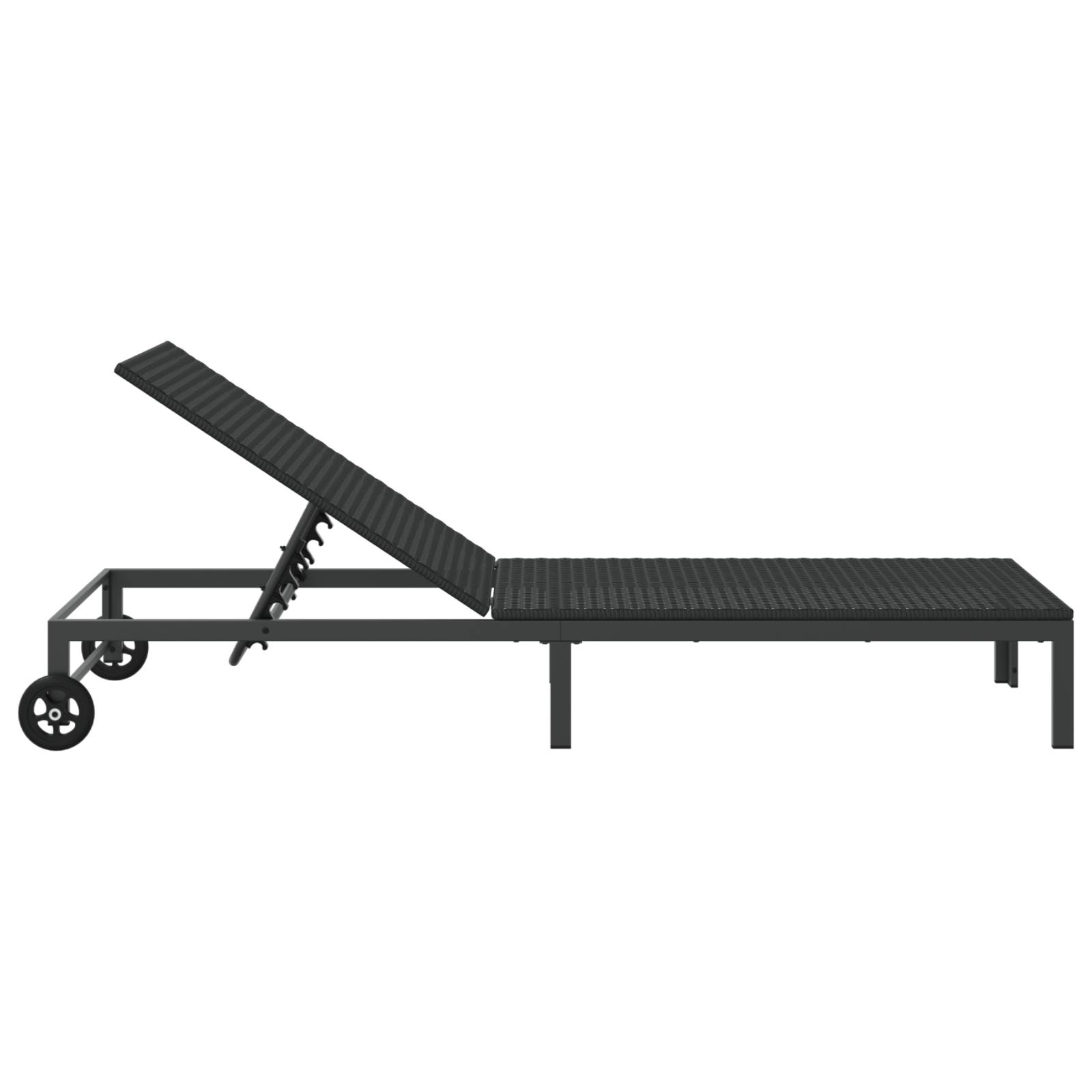 vidaXL Sonnenliege mit Rädern Schwarz Poly Rattan