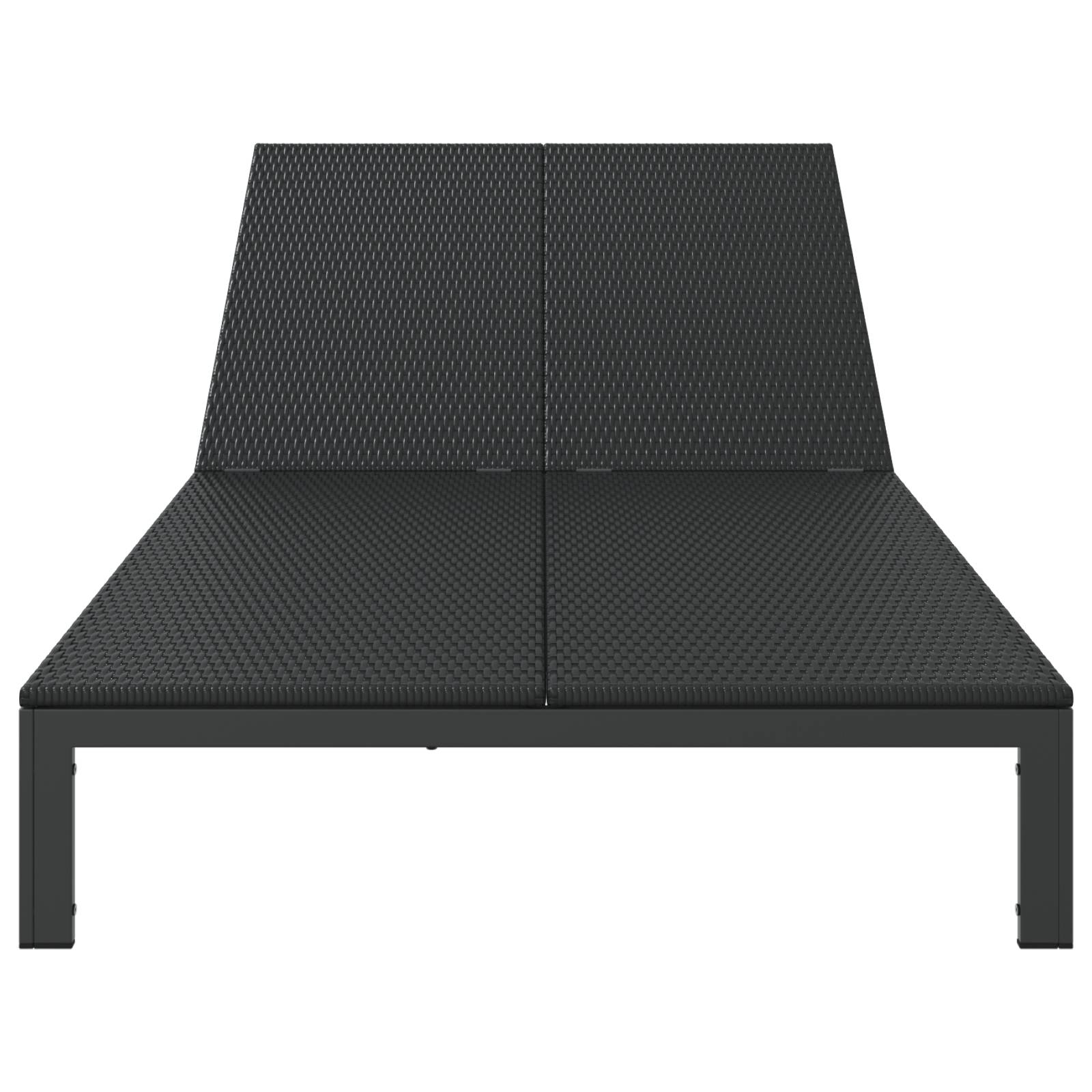 vidaXL Doppel-Sonnenliege mit Kissen und Rädern Schwarz Poly Rattan
