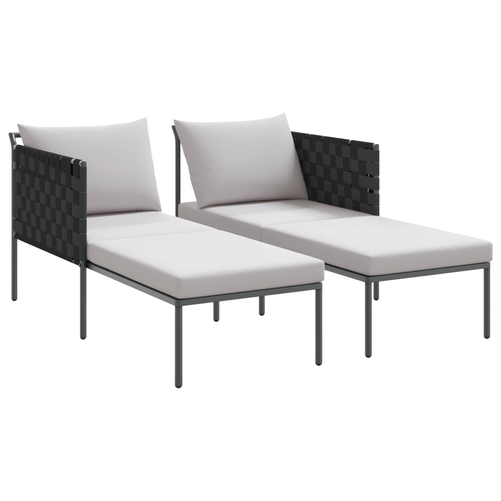vidaXL Doppel-Sonnenliege mit Kissen Anthrazit 115x153x69,5 cm Stahl