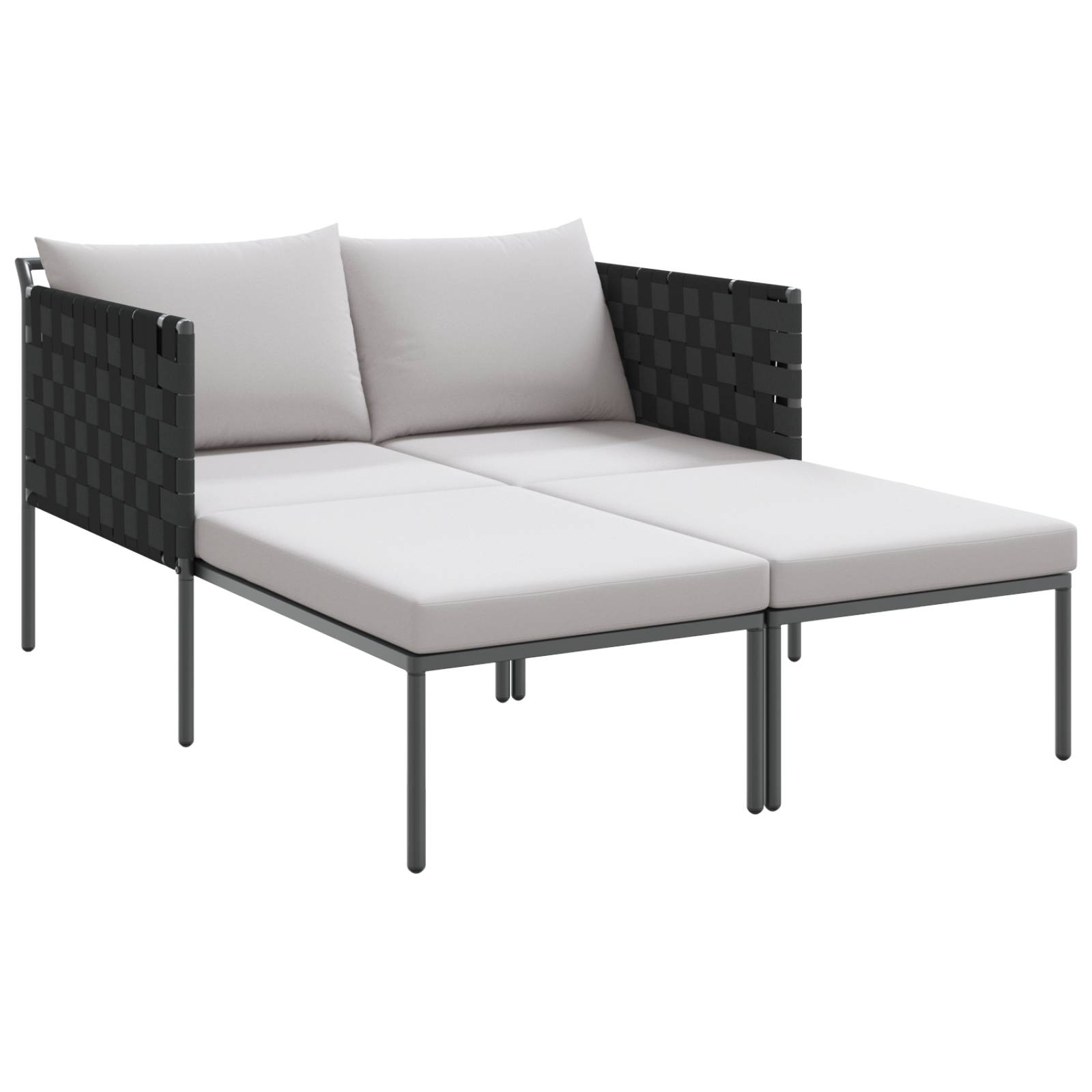 vidaXL Doppel-Sonnenliege mit Kissen Anthrazit 115x153x69,5 cm Stahl