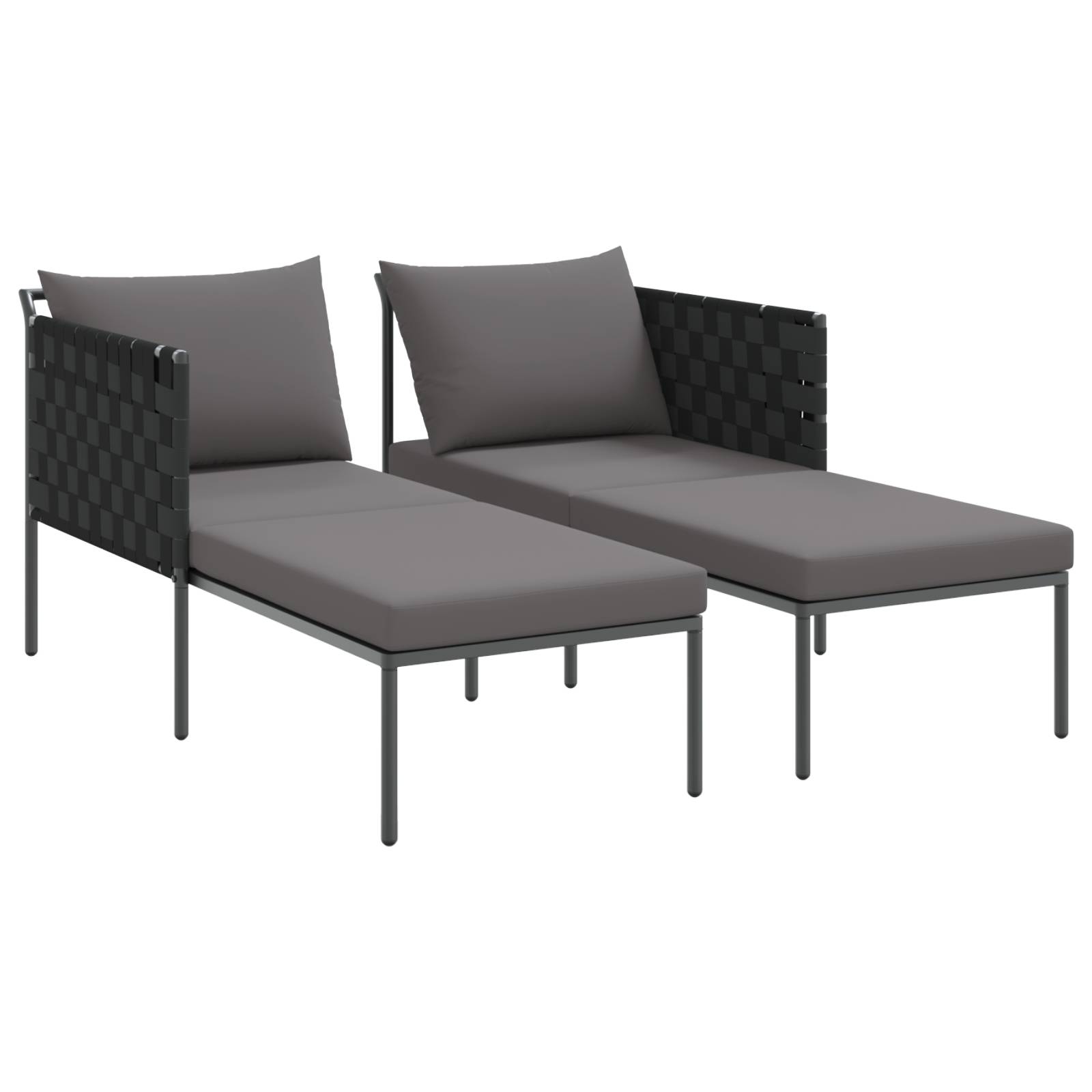 vidaXL Doppel-Sonnenliege mit Kissen Anthrazit 115x153x69,5 cm Stahl
