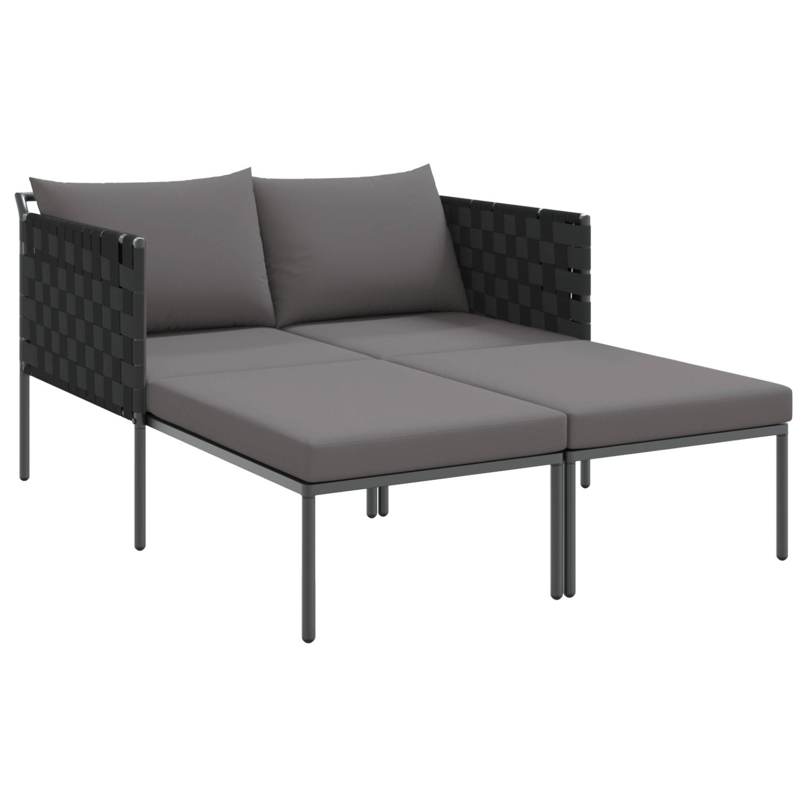 vidaXL Doppel-Sonnenliege mit Kissen Anthrazit 115x153x69,5 cm Stahl