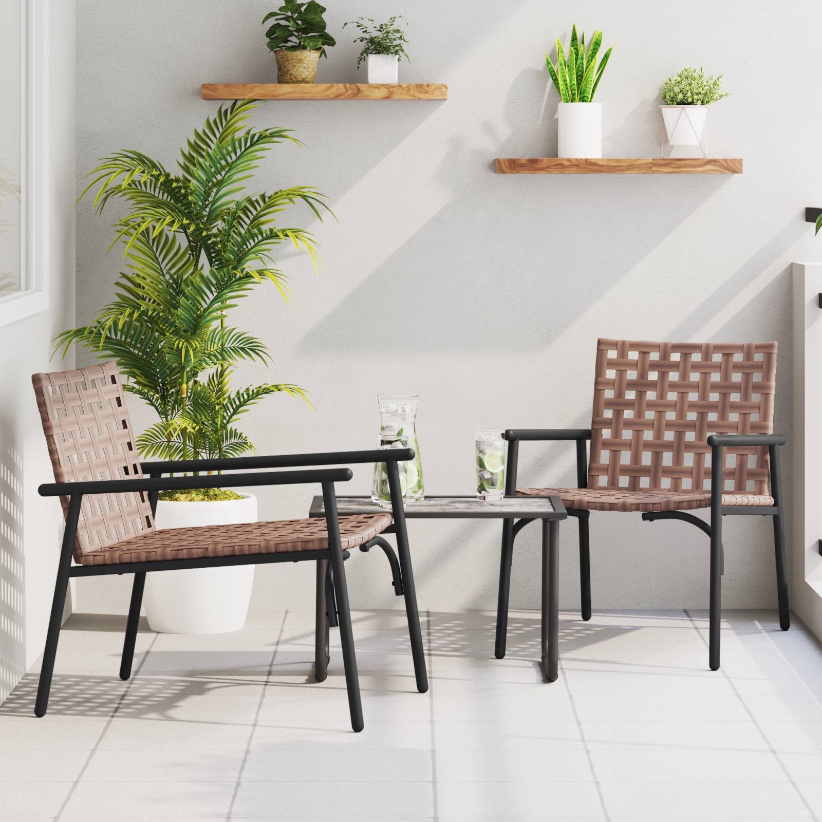 vidaXL Gartenstühle 2 Stk. Schwarz 79x56x73,5 cm Poly Rattan