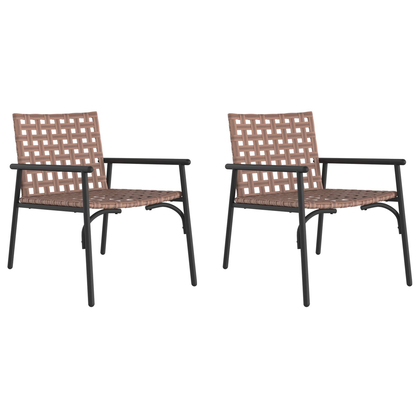 vidaXL Gartenstühle 2 Stk. Schwarz 79x56x73,5 cm Poly Rattan