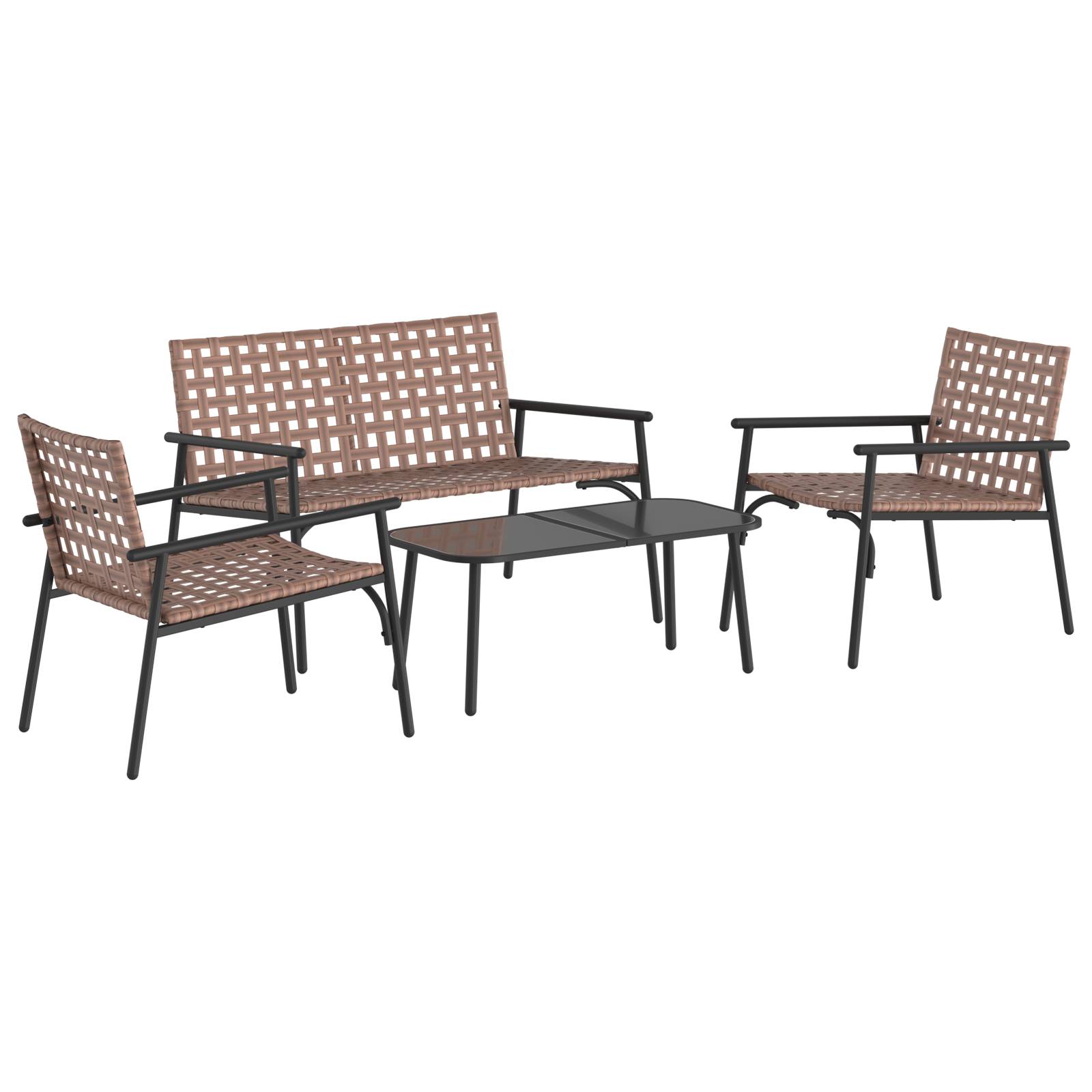 vidaXL 4-tlg. Outdoor-Bistro-Set Braun Rattan und Stahl