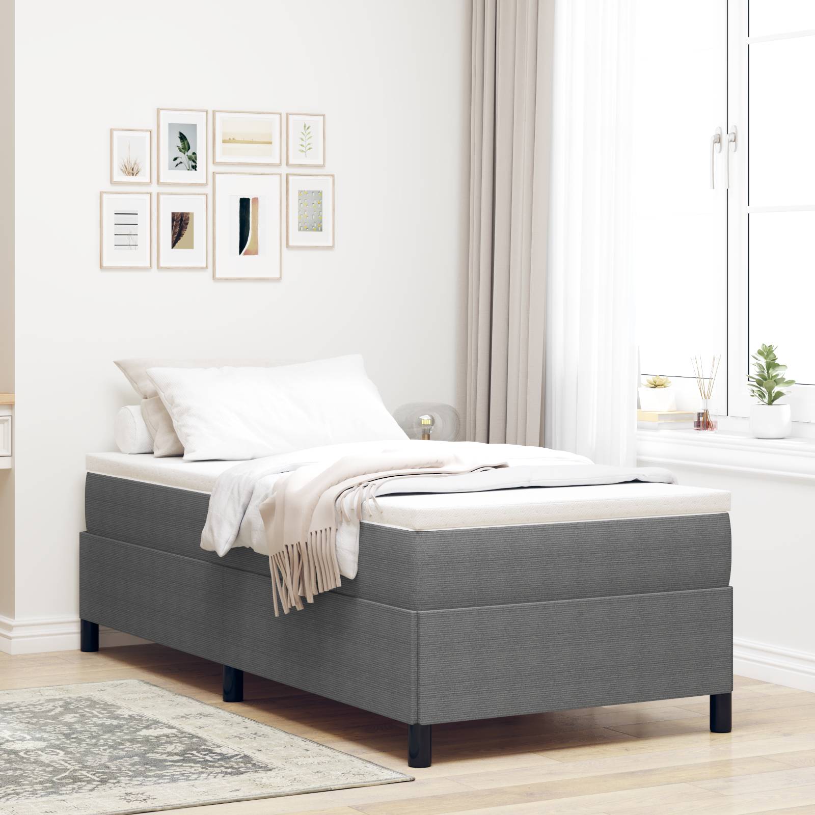 vidaXL Bettgestell Hellgrau 90x190 cm Cordstoff