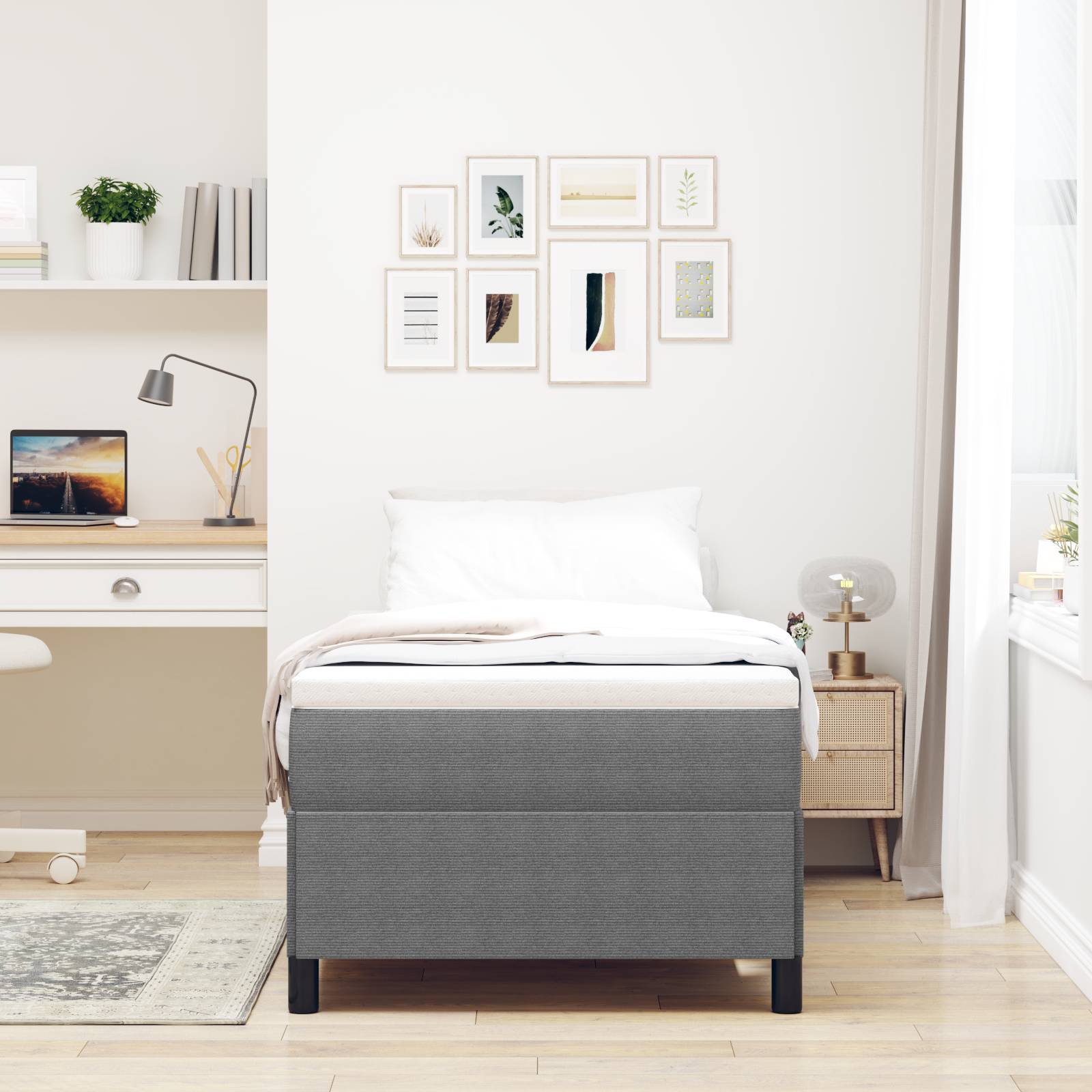 vidaXL Bettgestell Hellgrau 90x190 cm Cordstoff