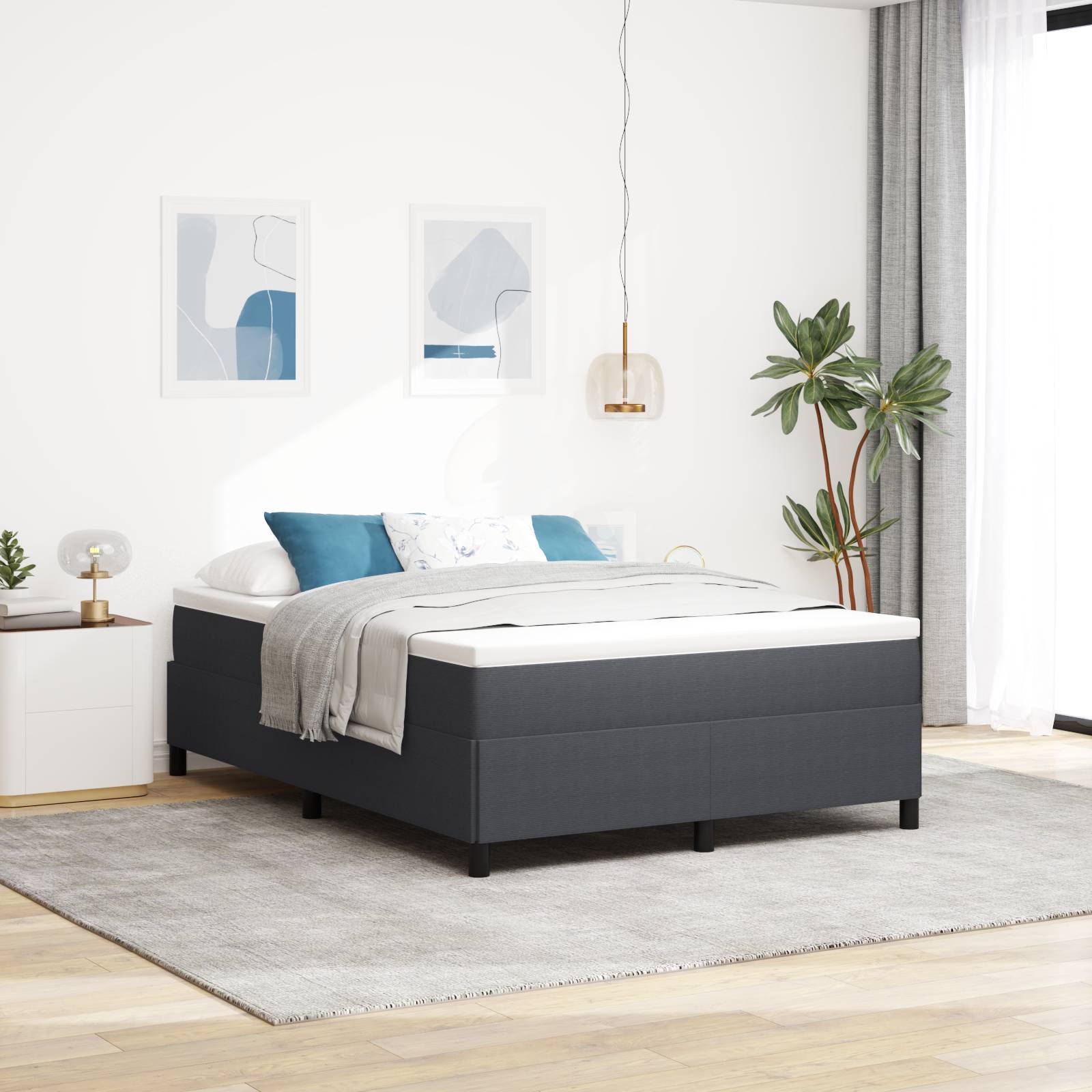 vidaXL Bettgestell Dunkelgrau 140x200 cm Cordstoff