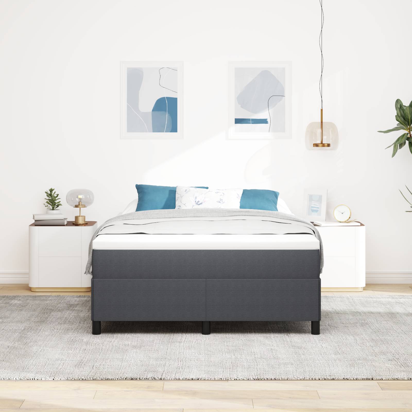 vidaXL Bettgestell Dunkelgrau 140x200 cm Cordstoff