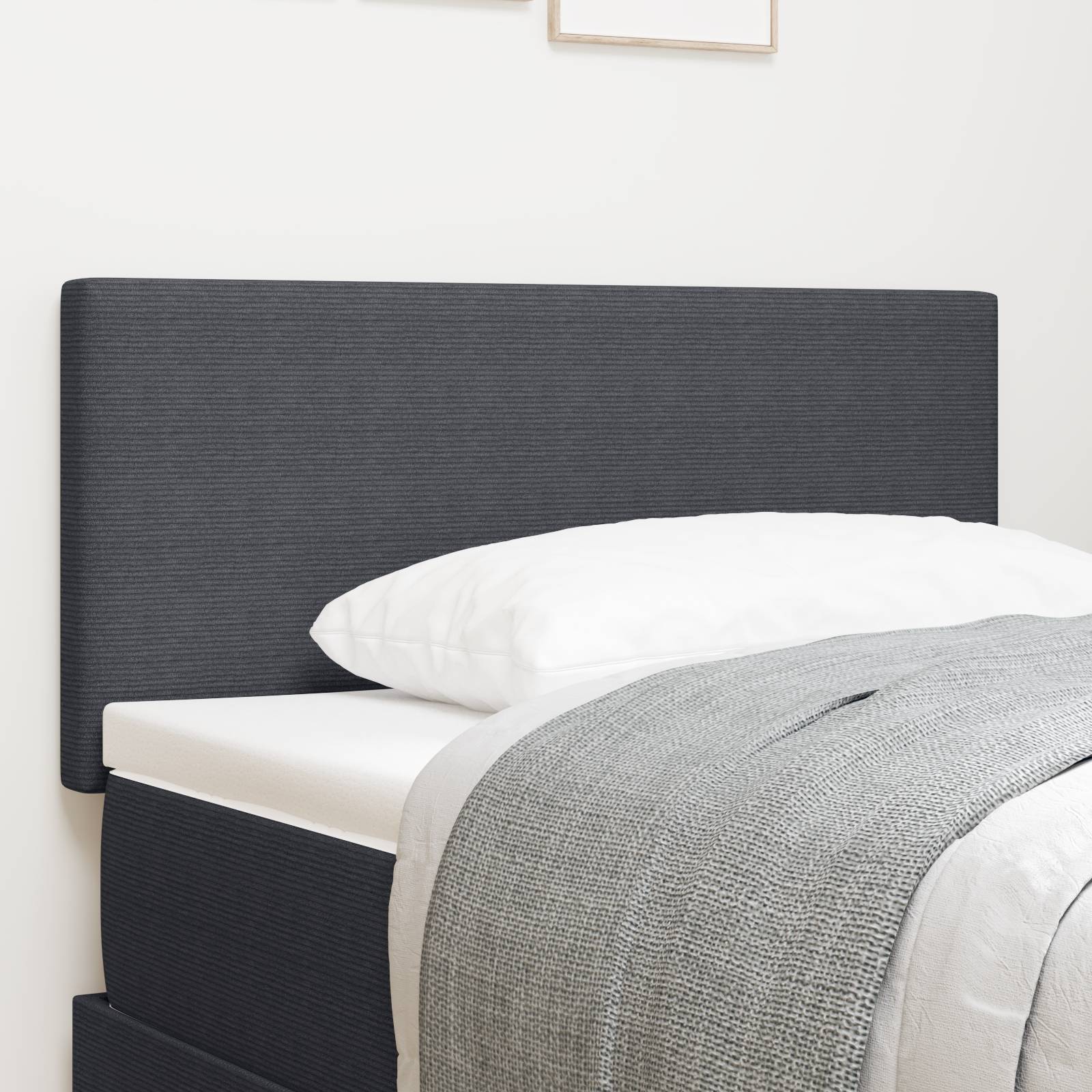 vidaXL LED Kopfteil Einfarbig Dunkelgrau 100 cm Cordstoff