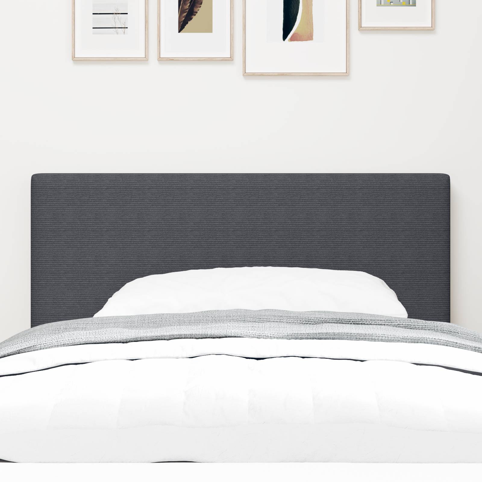 vidaXL LED Kopfteil Einfarbig Dunkelgrau 100 cm Cordstoff