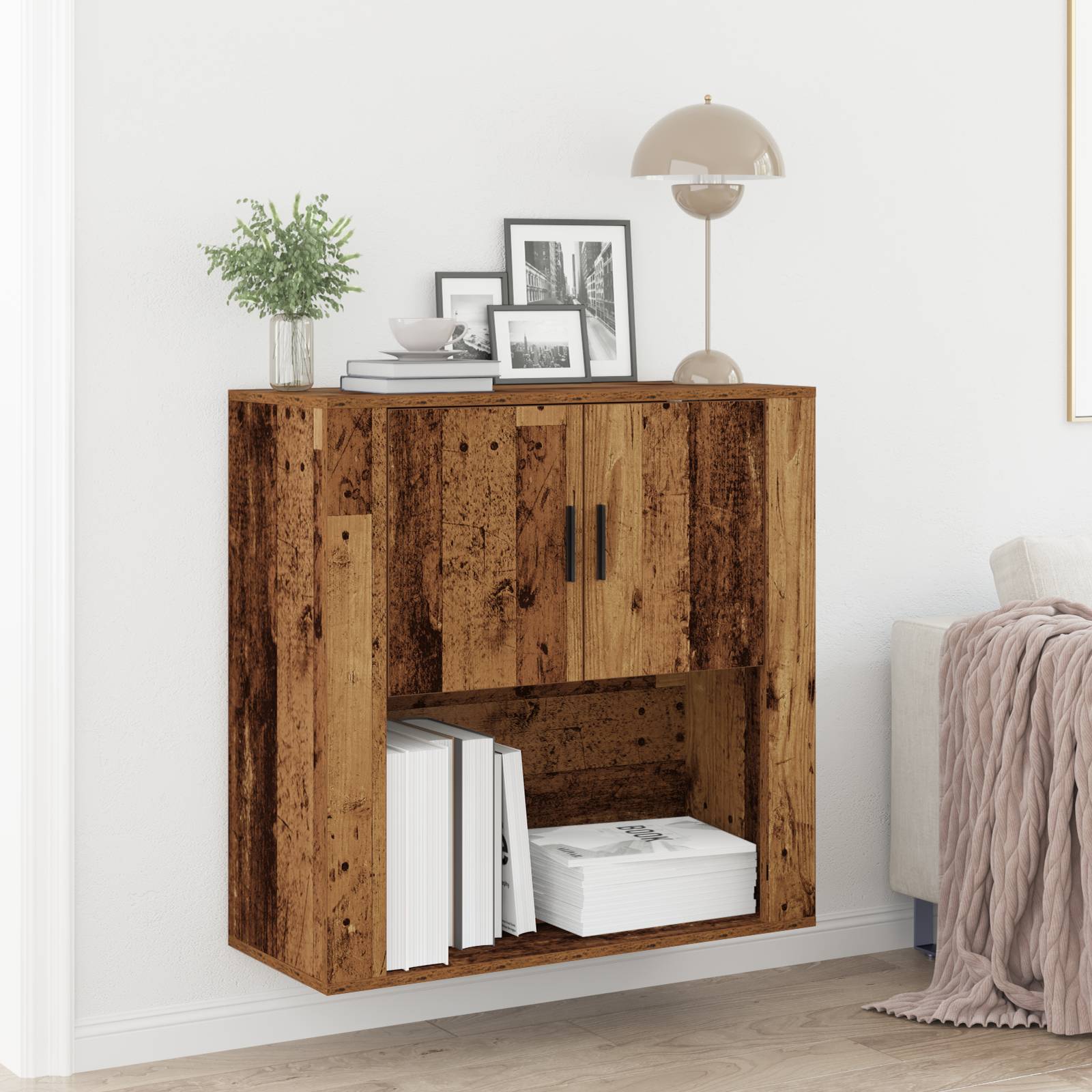 vidaXL Wandschrank Altholz 80x33x80 cm Holzwerkstoff