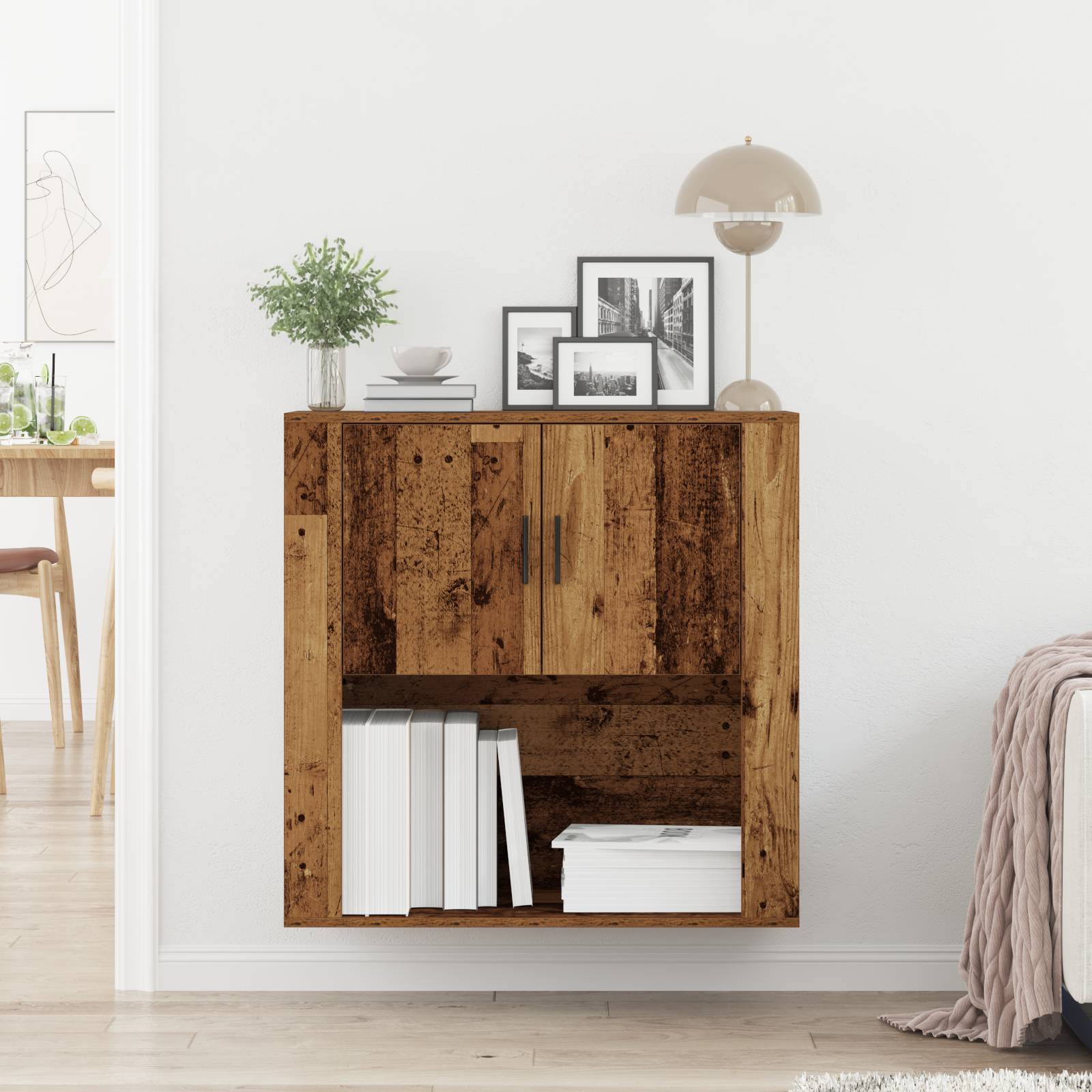 vidaXL Wandschrank Altholz 80x33x80 cm Holzwerkstoff