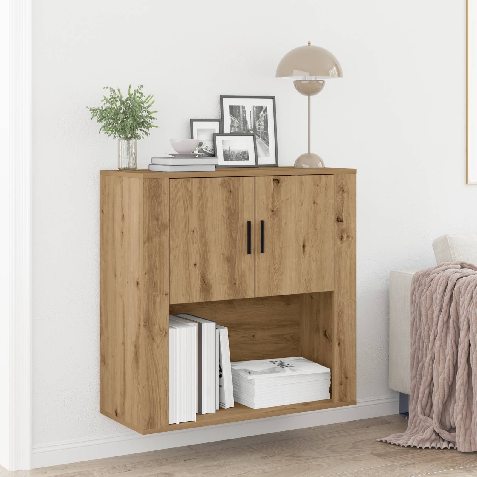 vidaXL Wandschrank Artisan Eiche 80x33x80 cm Holzwerkstoff