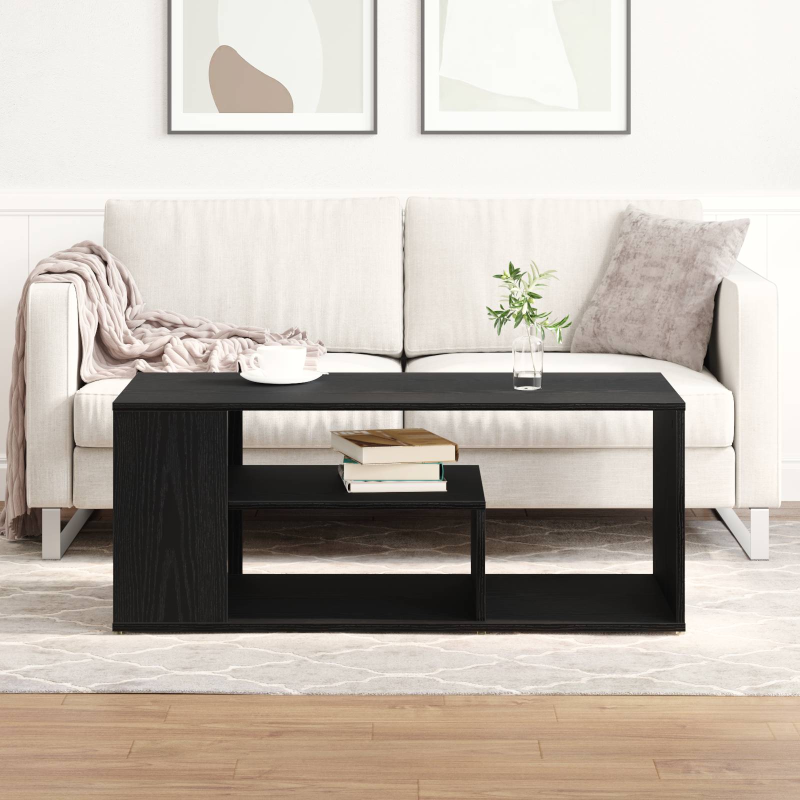 vidaXL Couchtisch Schwarz Eiche 100x50x40 cm Holzwerkstoff