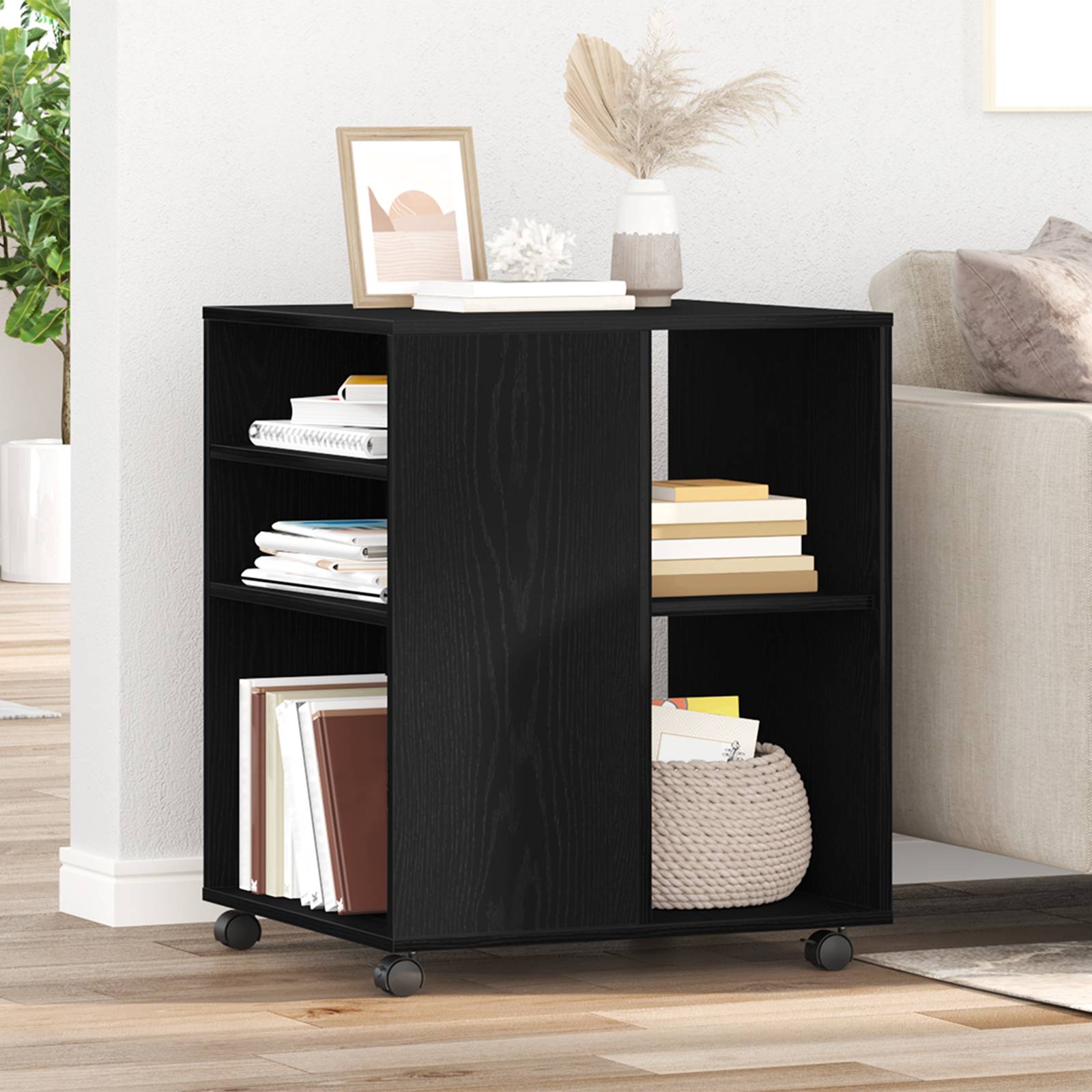 vidaXL Beistellschrank Schwarz Eiche 60x53x72,5 cm Holzwerkstoff
