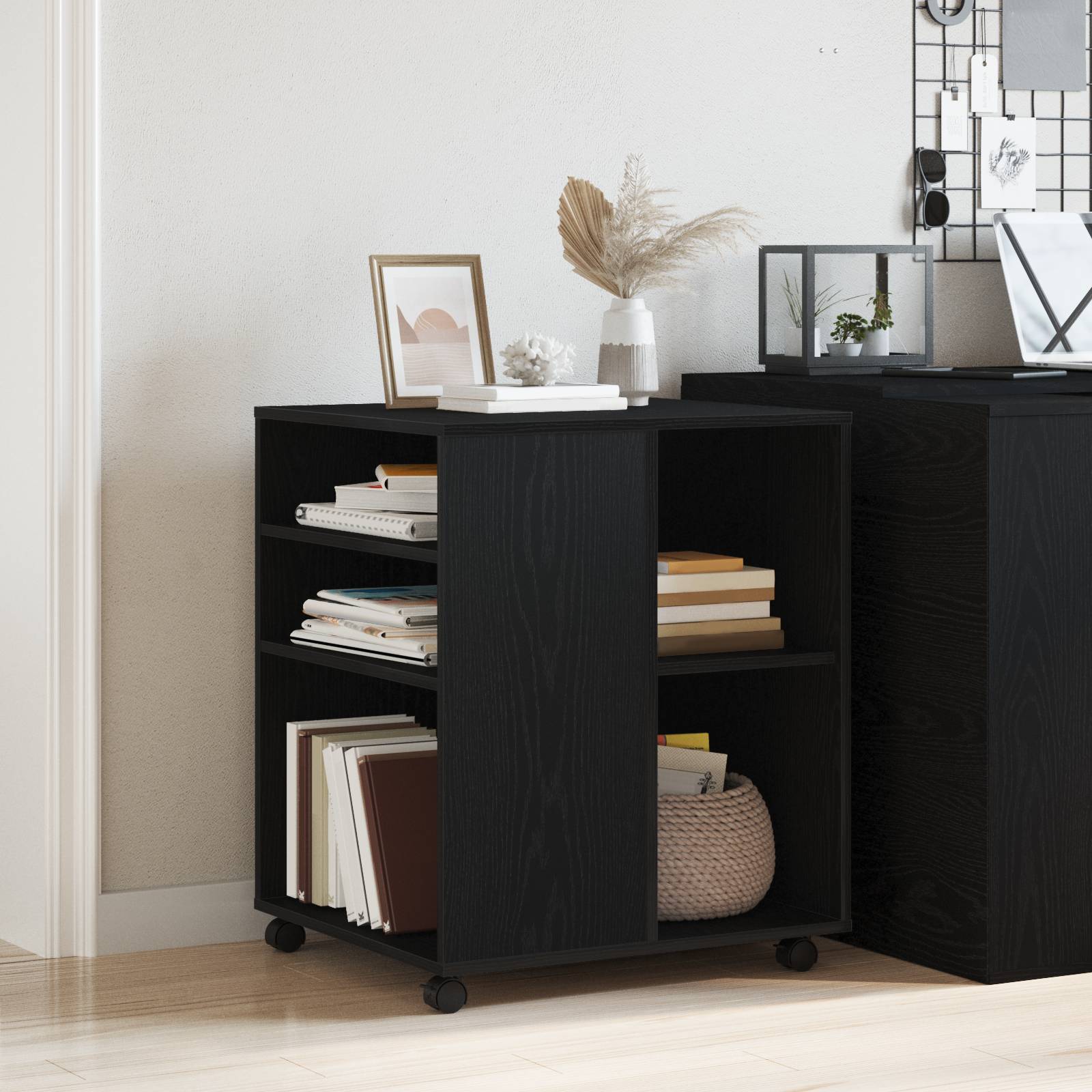 vidaXL Beistellschrank Schwarz Eiche 60x53x72,5 cm Holzwerkstoff