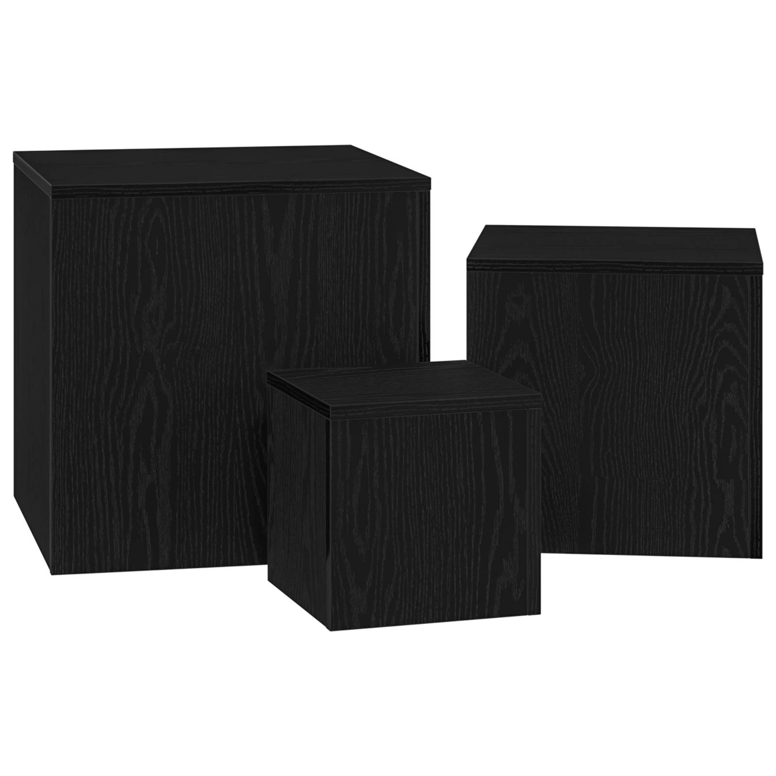 vidaXL 3-tlg- Beistelltisch-Set Stapelbar Schwarz Eiche Holzwerkstoff