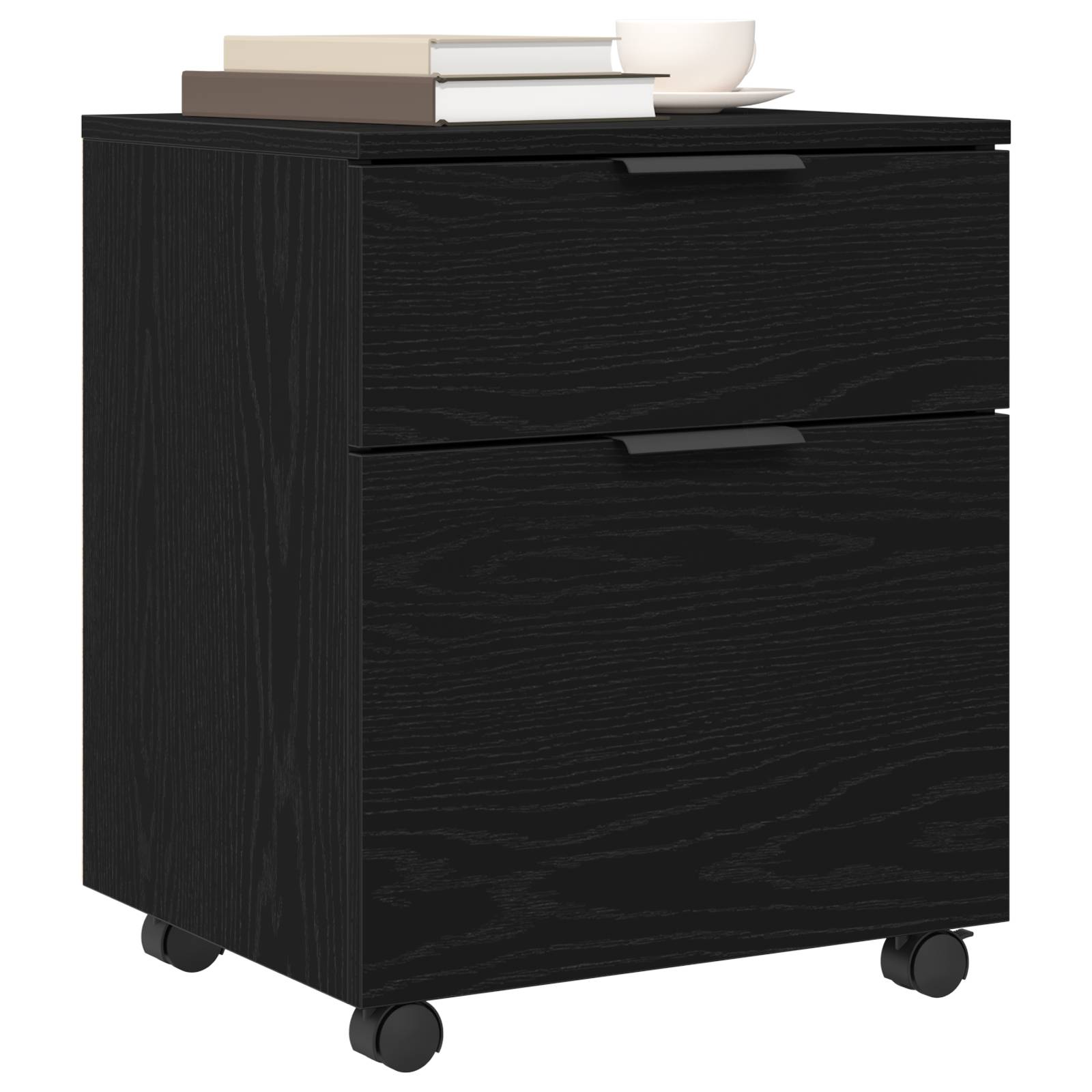 vidaXL Aktenschrank mit Rollen Schwarz Eiche 45x38x54 cm