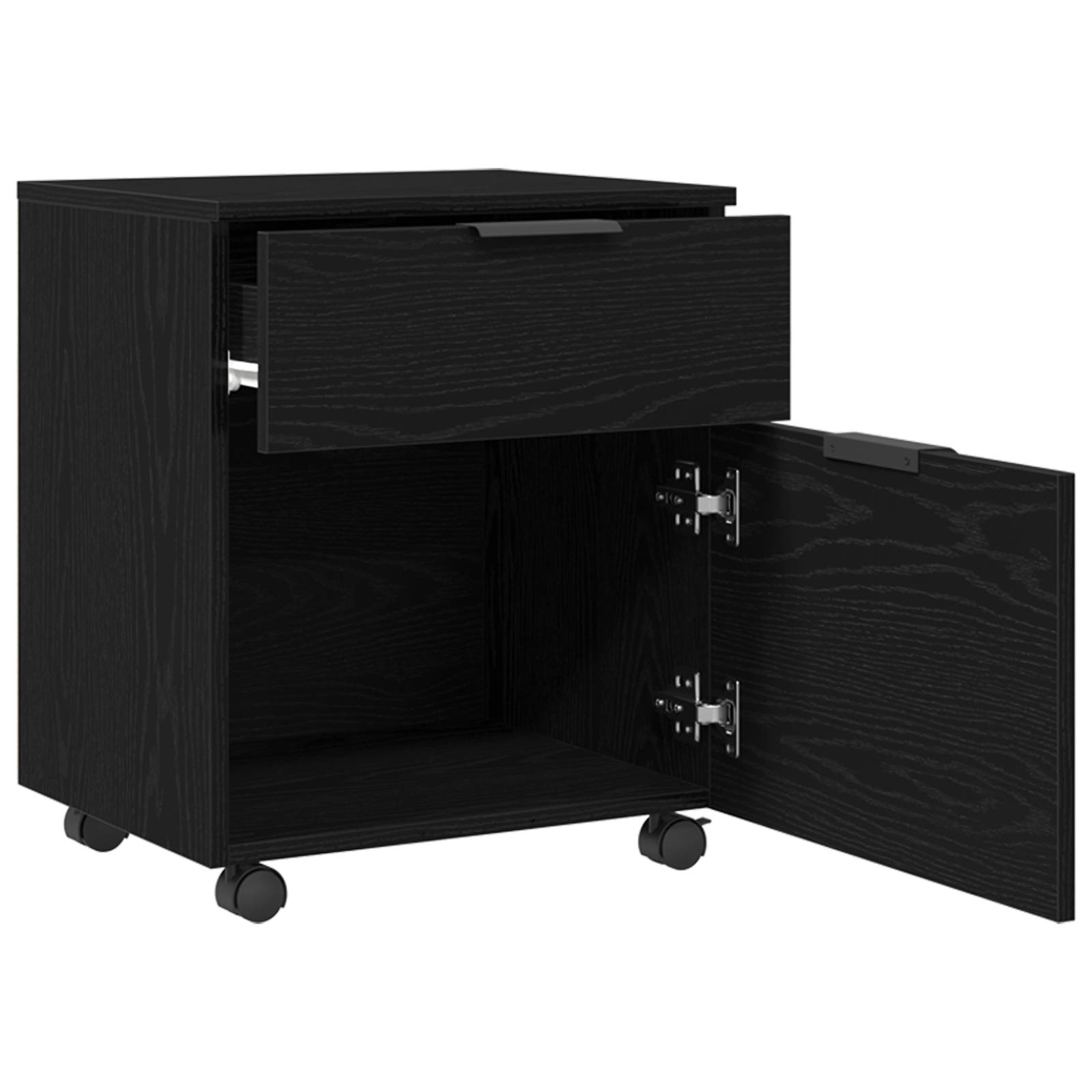 vidaXL Aktenschrank mit Rollen Schwarz Eiche 45x38x54 cm