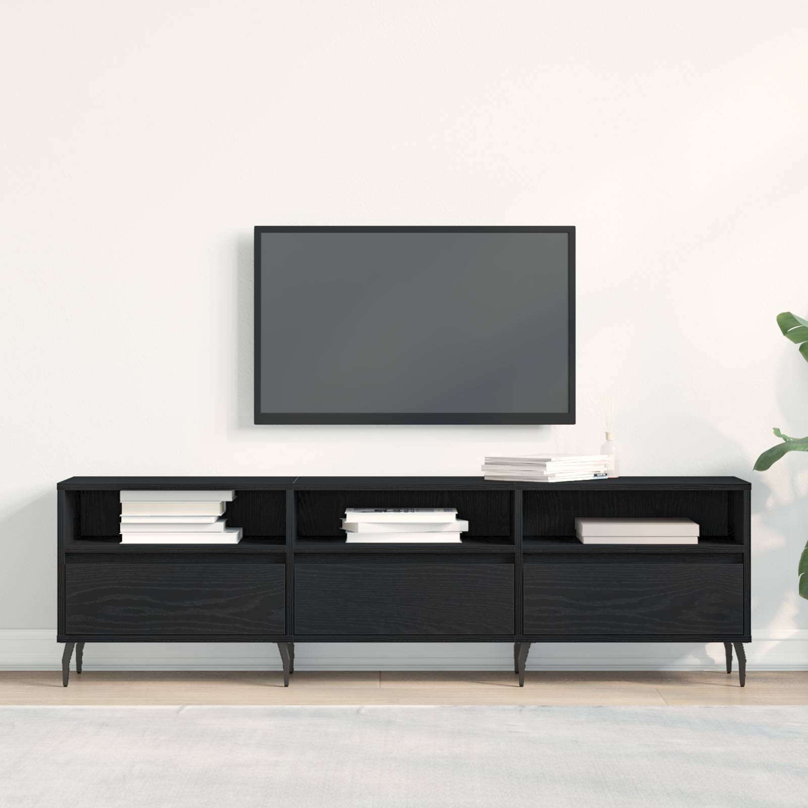 vidaXL TV-Schrank Schwarz Eiche 150x30x44,5 cm Holzwerkstoff