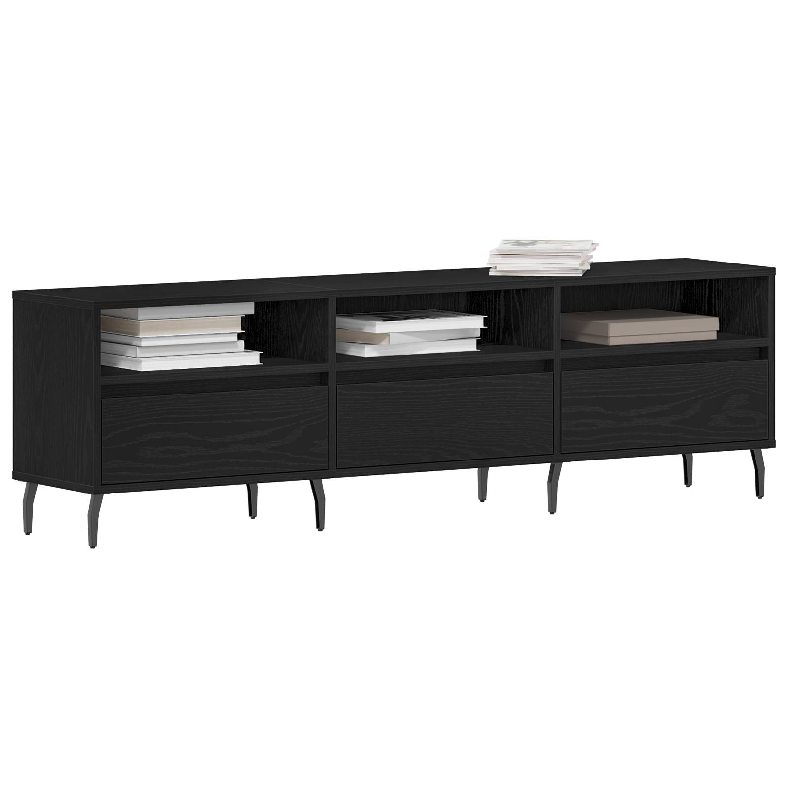 vidaXL TV-Schrank Schwarz Eiche 150x30x44,5 cm Holzwerkstoff